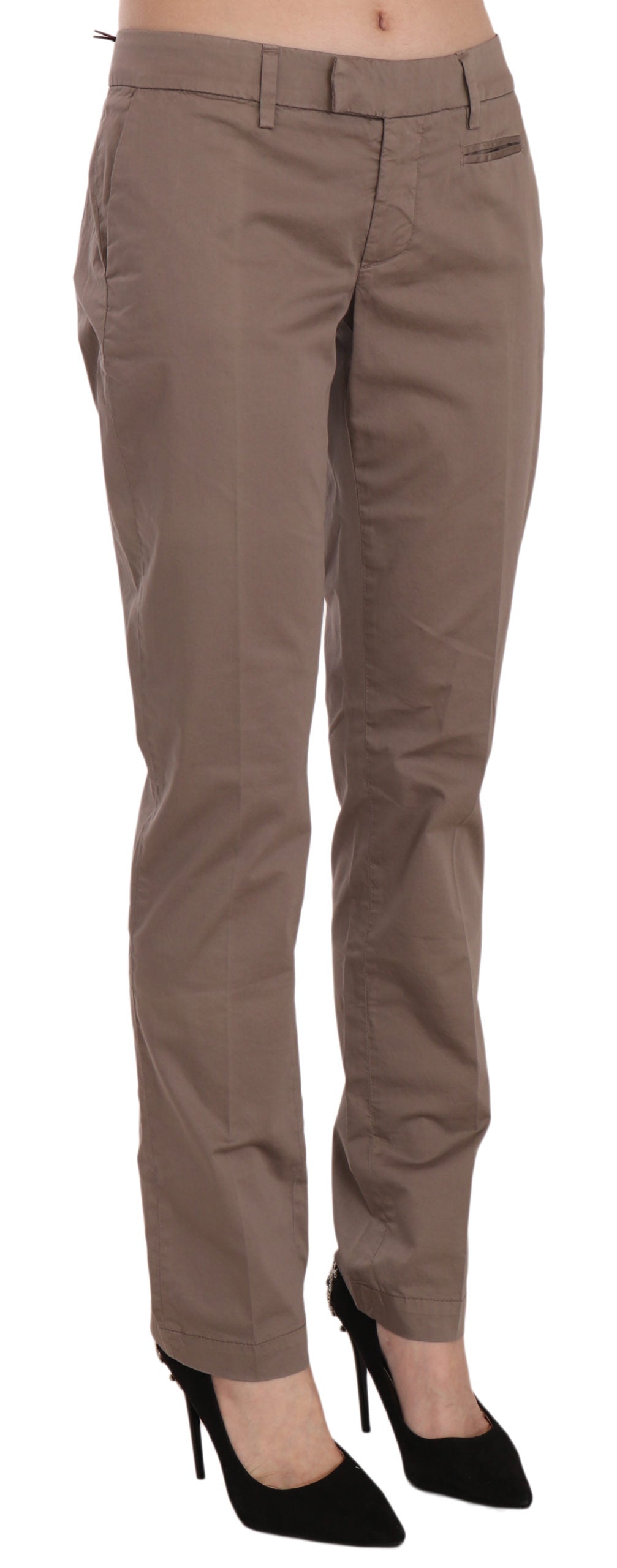 Chic Brown Straight Cut Trousers - ventzia