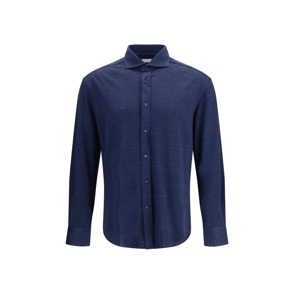 Blue Linen Dress Shirt - ventzia