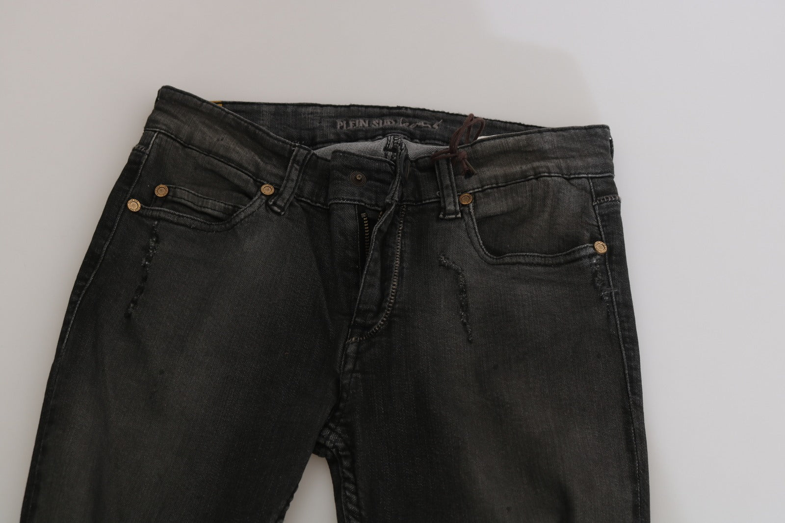 Cotton Black Washed Low Waist Skinny Denim Jeans - ventzia