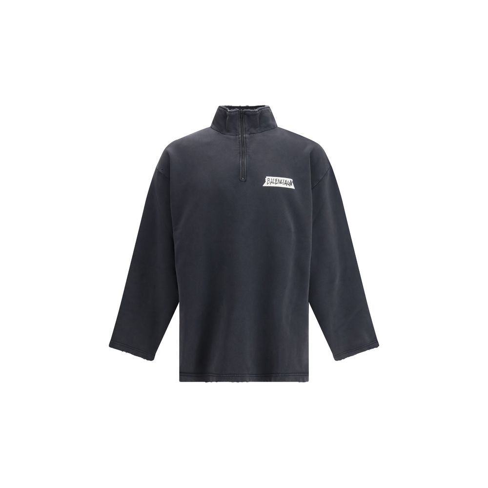 Black Cotton Sweatshirt - ventzia