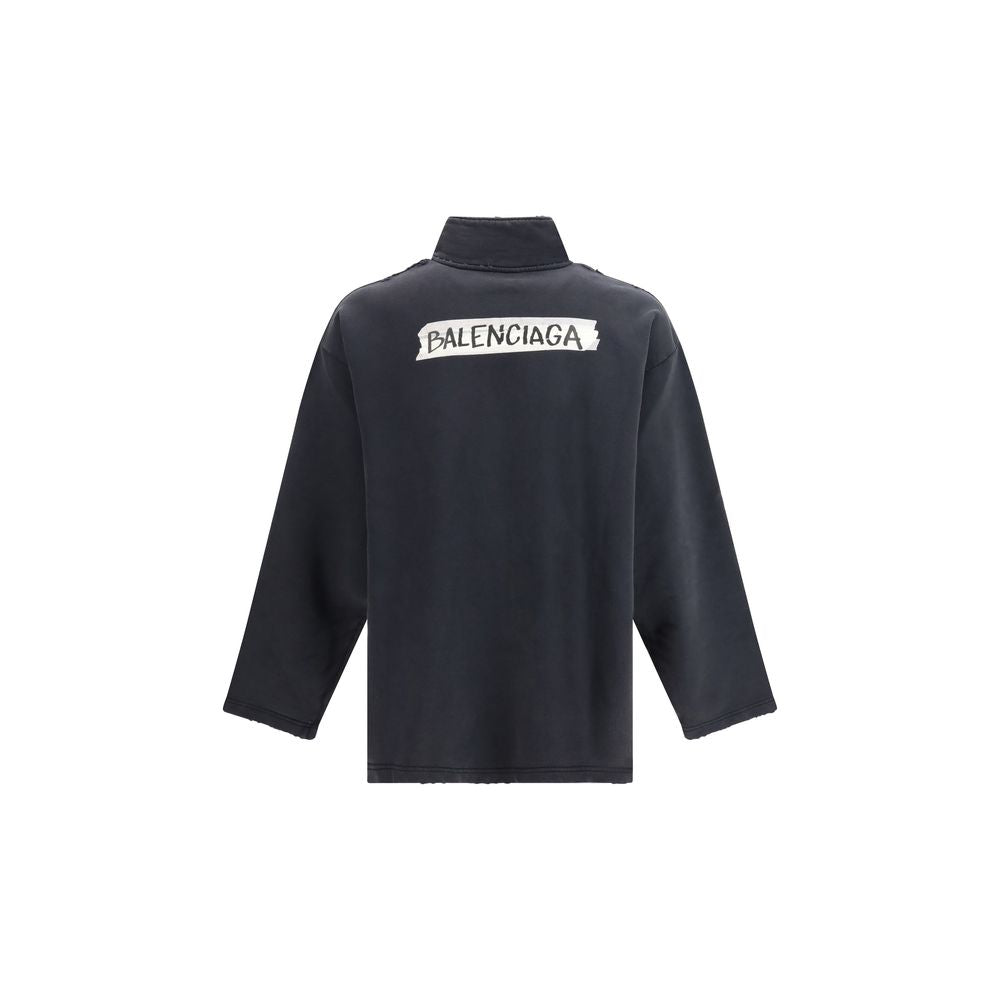 Black Cotton Sweatshirt - ventzia