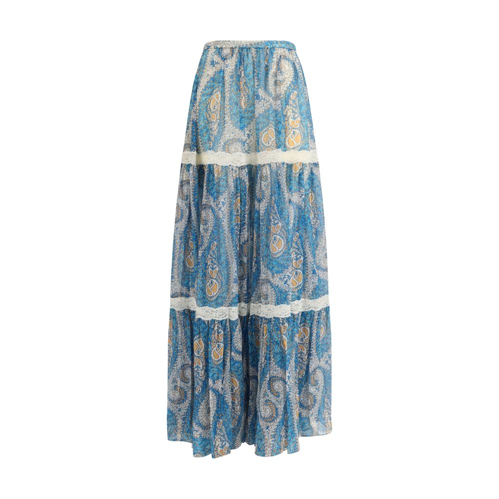 Multicolor Silk Long Skirt - ventzia