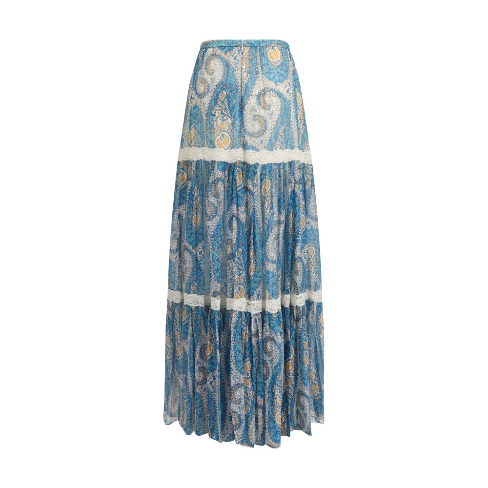 Multicolor Silk Long Skirt - ventzia