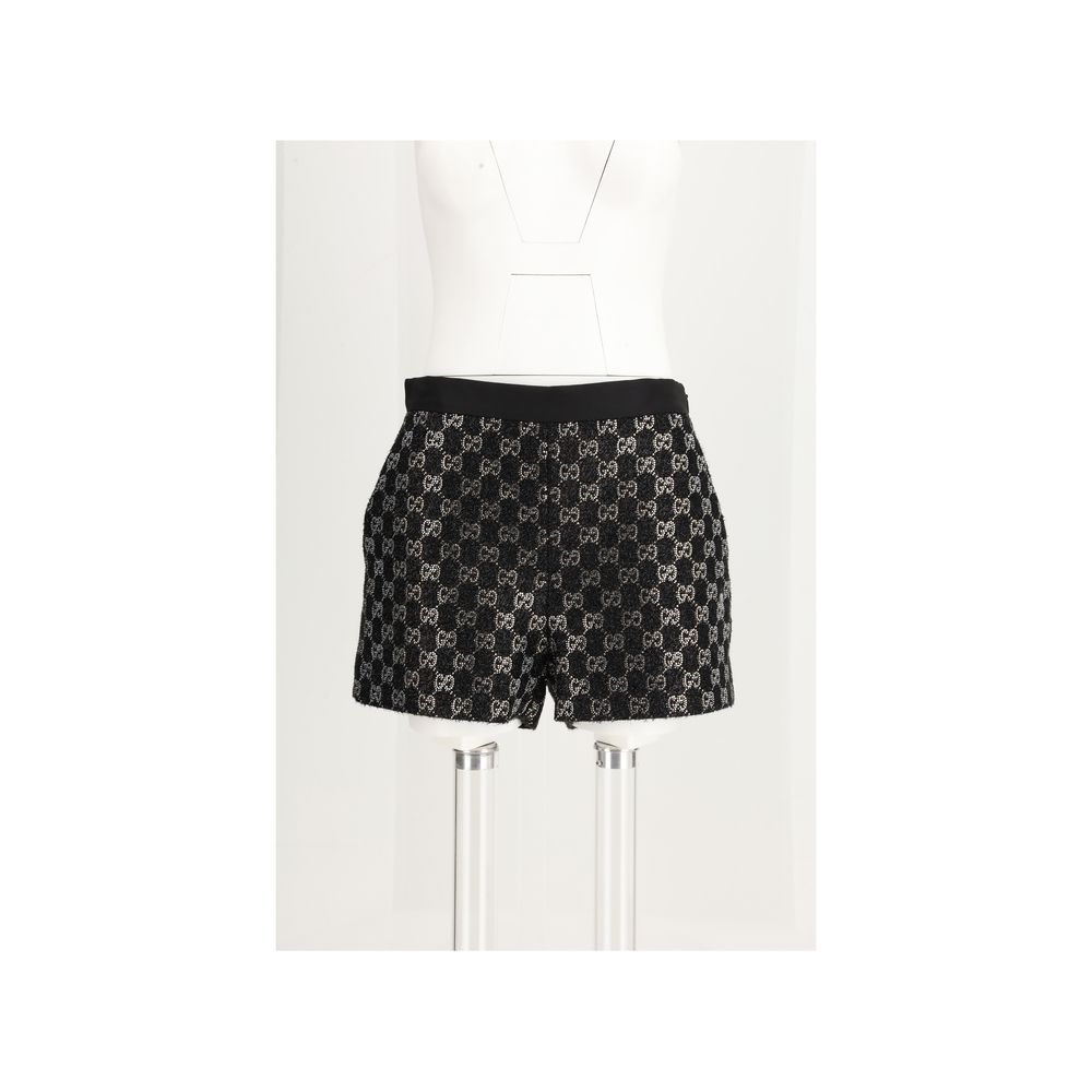 Black Viscose Bermuda Shorts
