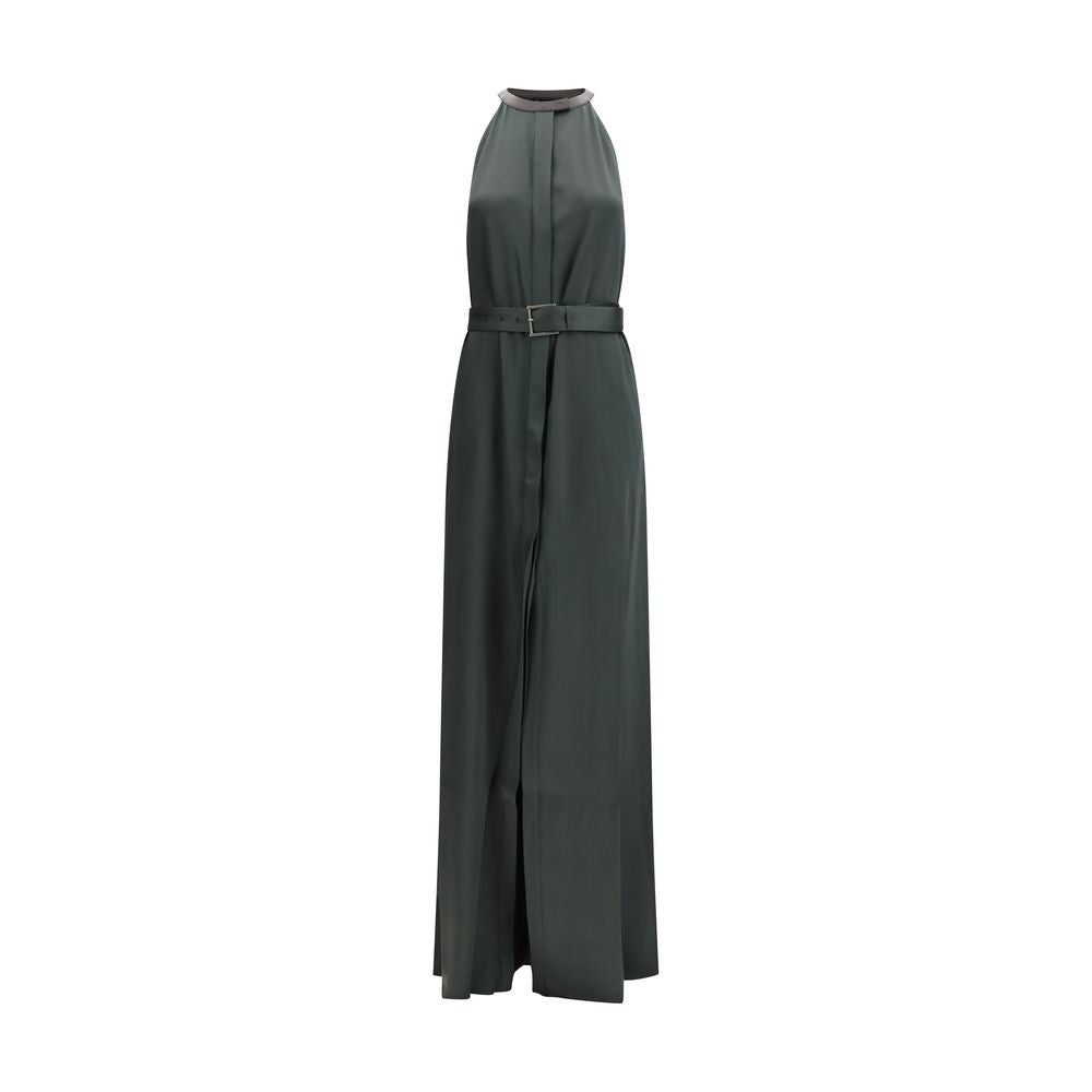 Bicolor Acetate Long Dress