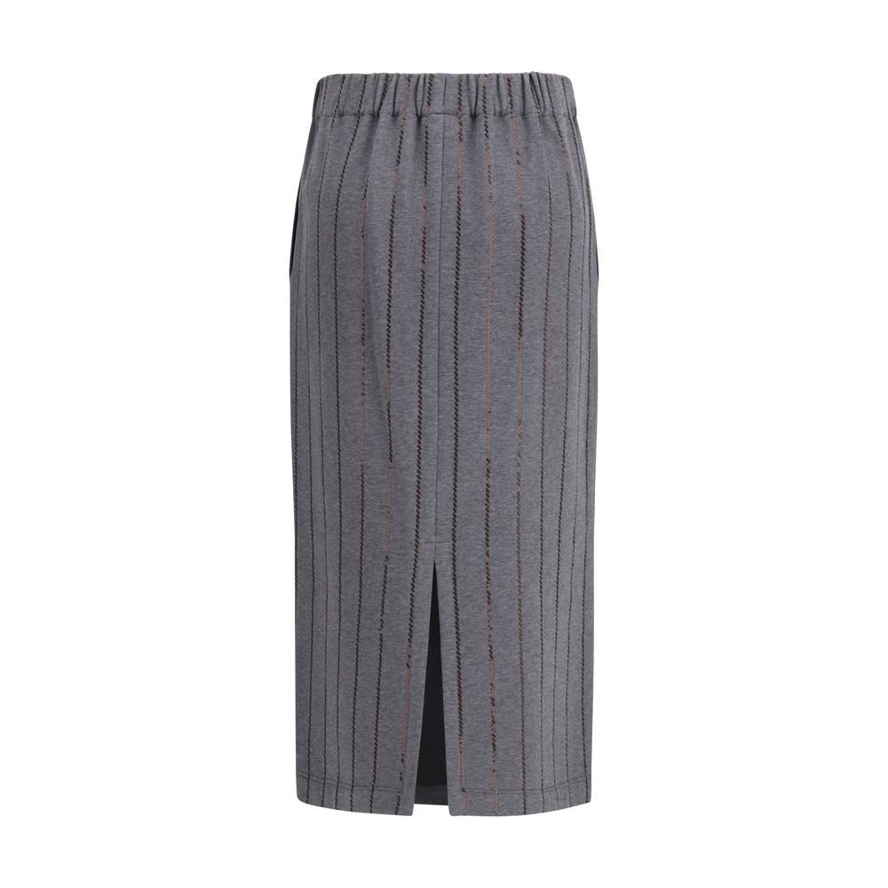 Gray Cotton Midi Skirt - ventzia