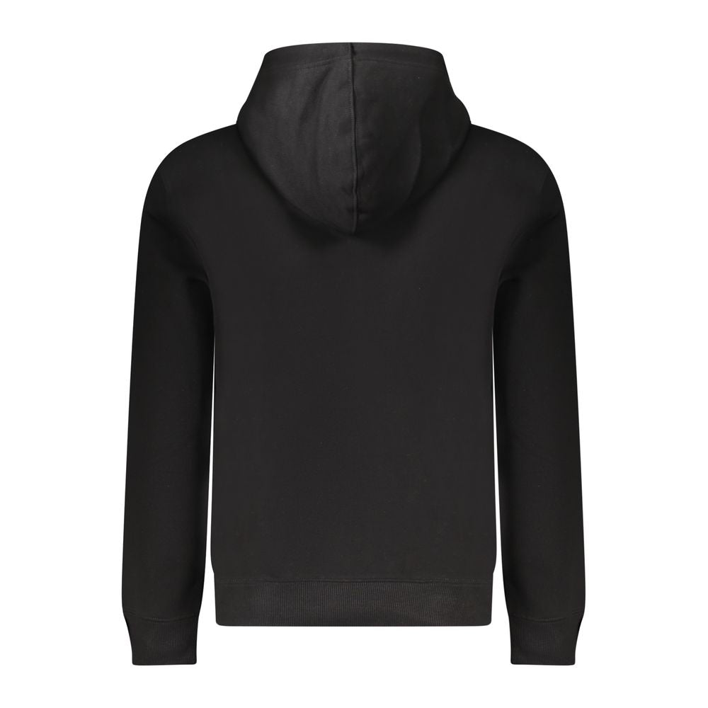 Black Cotton Men Sweatshirt Slim Fit Hooded - ventzia