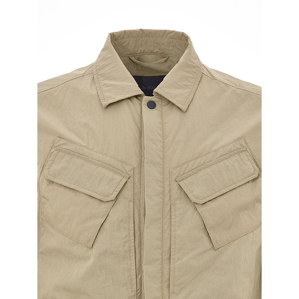Beige Polyester Coat - ventzia