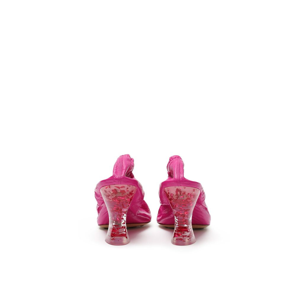 Fuchsia Leather Slippers - ventzia
