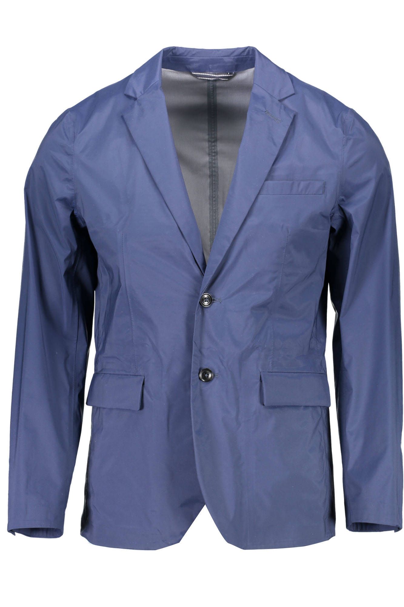 Blue Nylon Jackets And Coat - ventzia