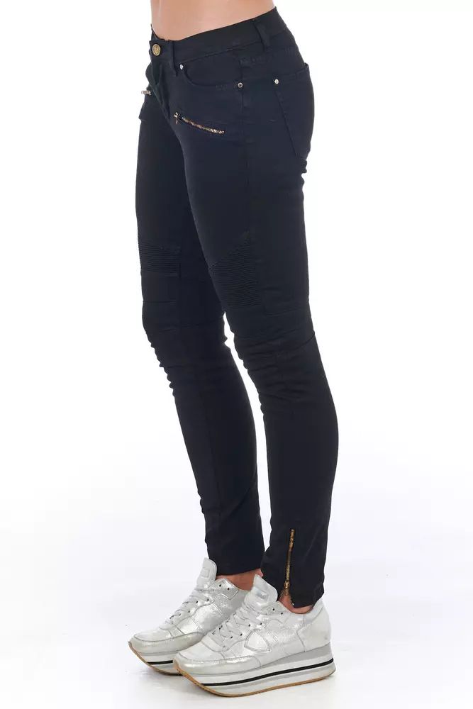 Black Cotton Skinny Jeans - ventzia
