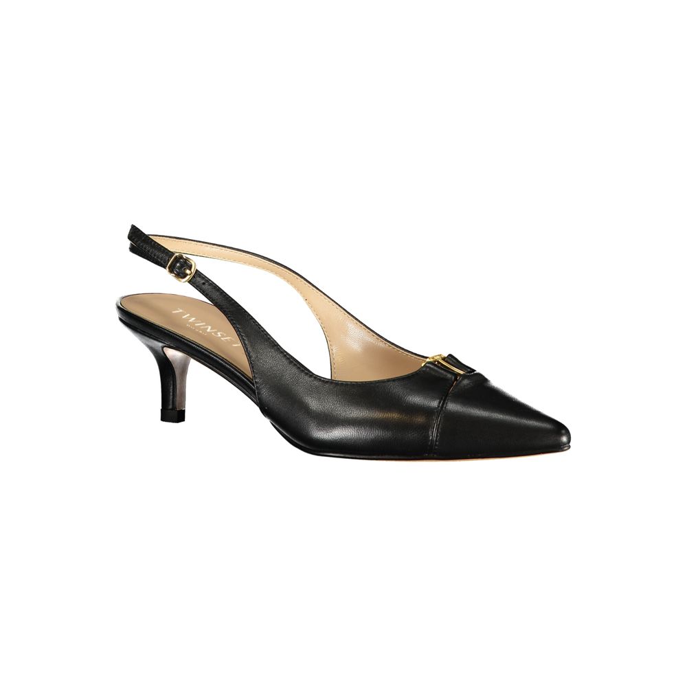 Black Leather Women Sandal - ventzia