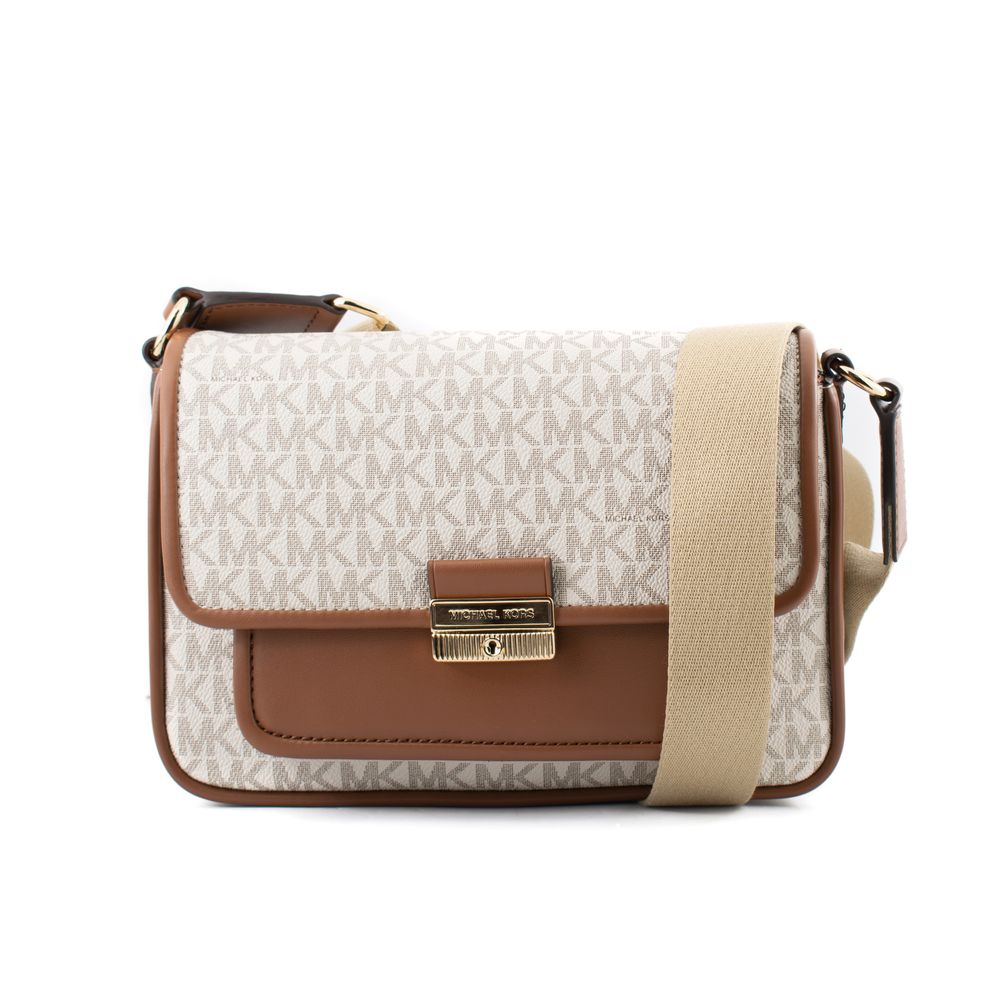 Beige Canvas Crossbody Bag - ventzia