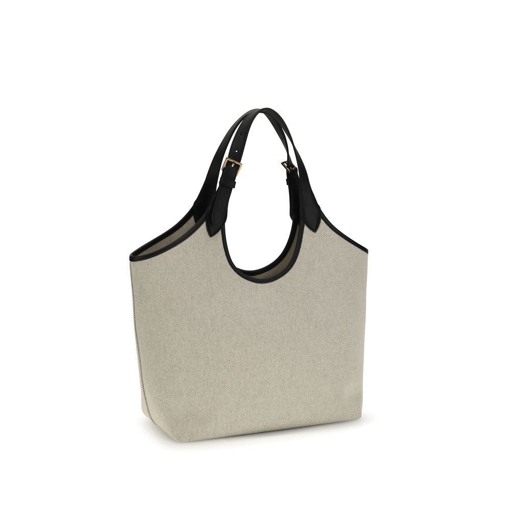 Beige Cotton Shoulder Bag - ventzia