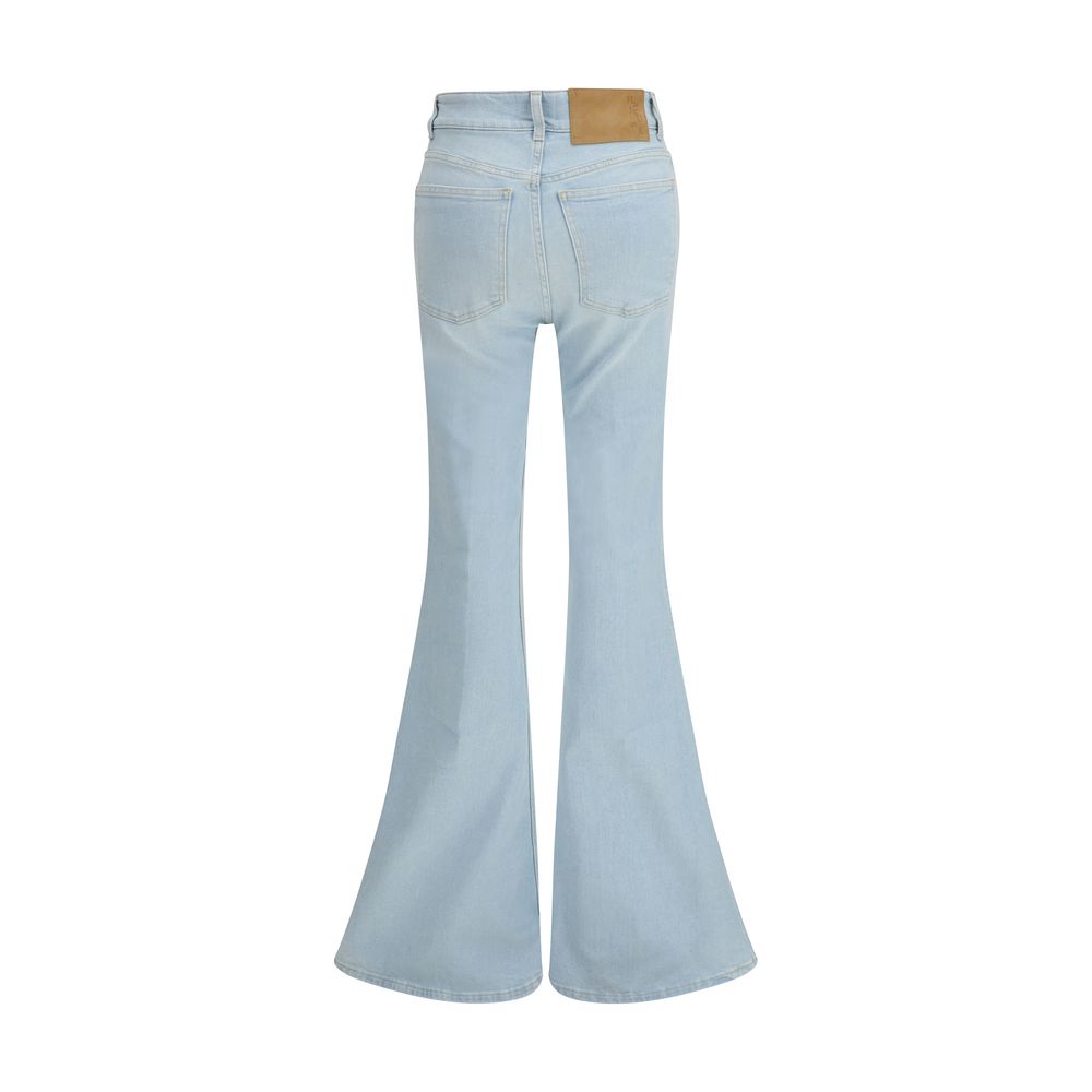 Blue Cotton Flared Jeans - ventzia
