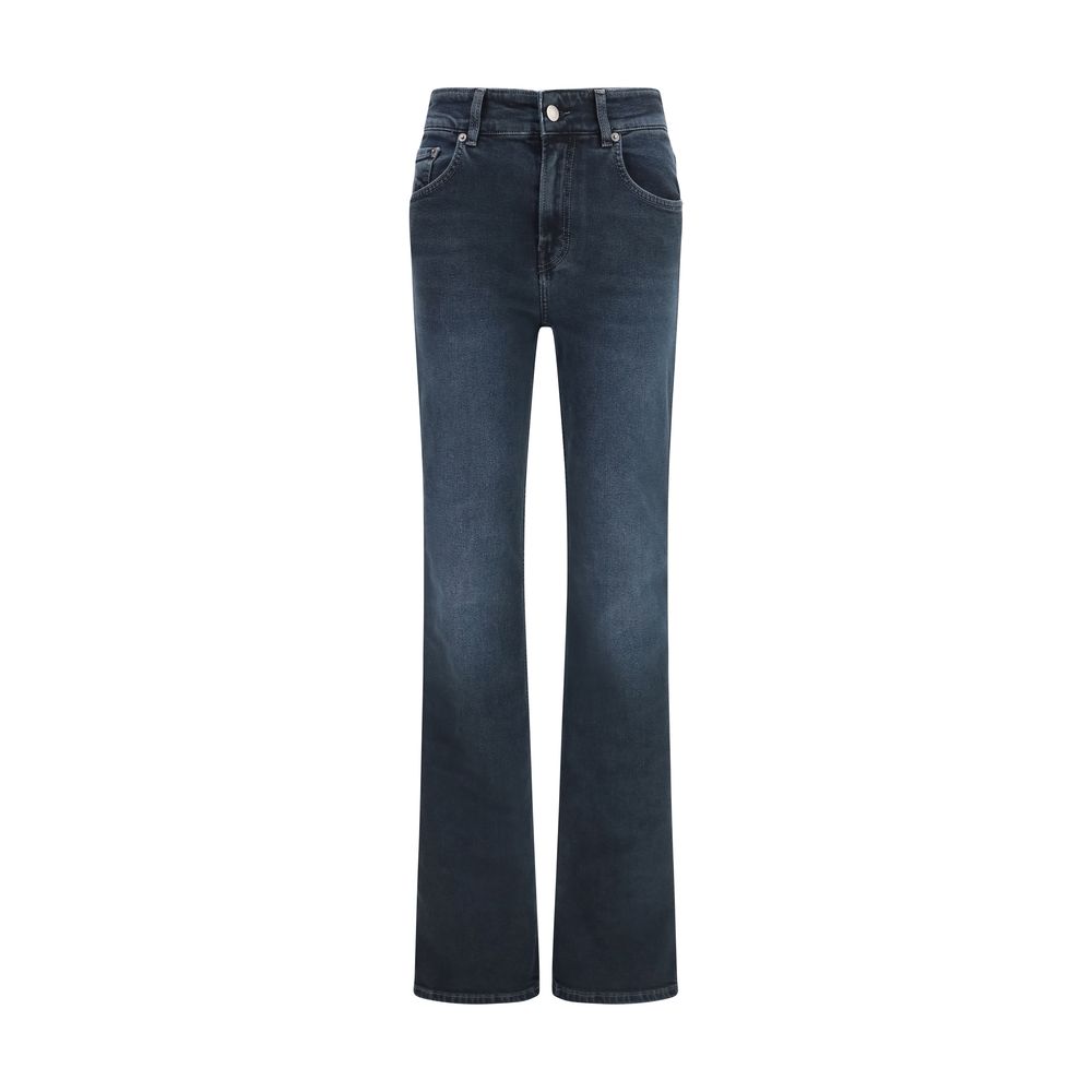 Blue Cotton Flared Jeans - ventzia