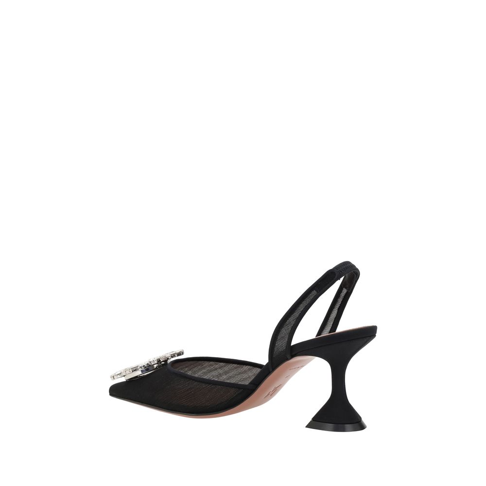 Black Polyester High Heel Pumps - ventzia
