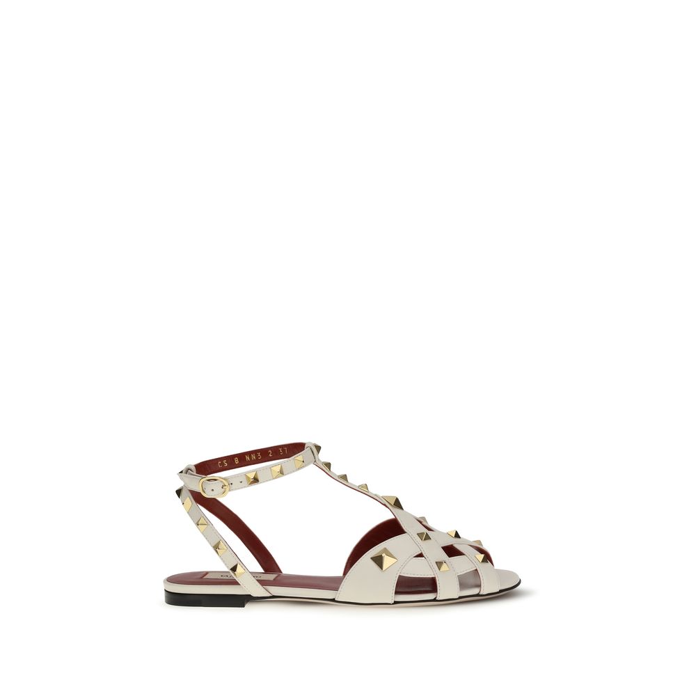 Beige Goatskin Flat Sandals - ventzia
