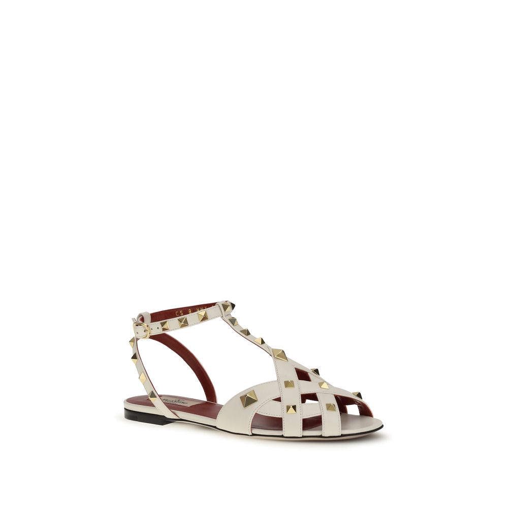 Beige Goatskin Flat Sandals - ventzia