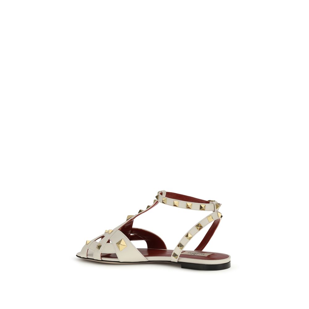 Beige Goatskin Flat Sandals - ventzia