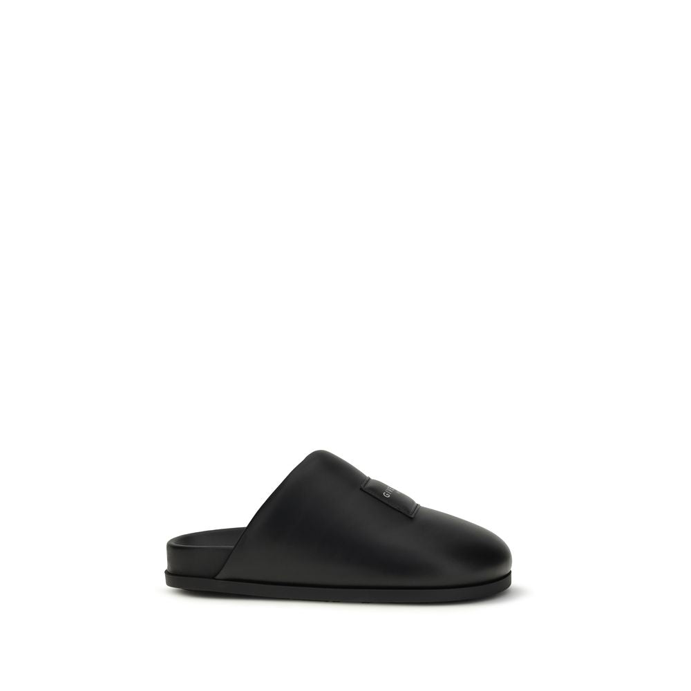Black Calf Leather Bos Taurus Mules - ventzia