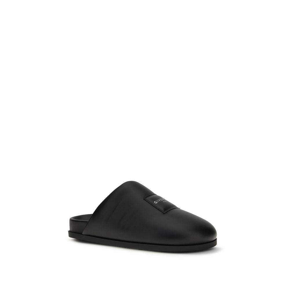Black Calf Leather Bos Taurus Mules - ventzia