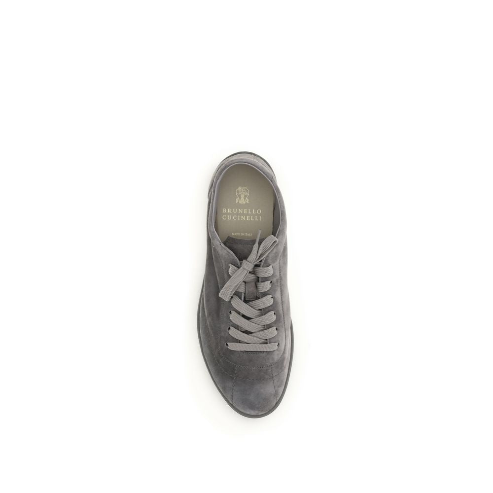 Gray Calf Leather Bos Taurus Low Top Sneakers - ventzia
