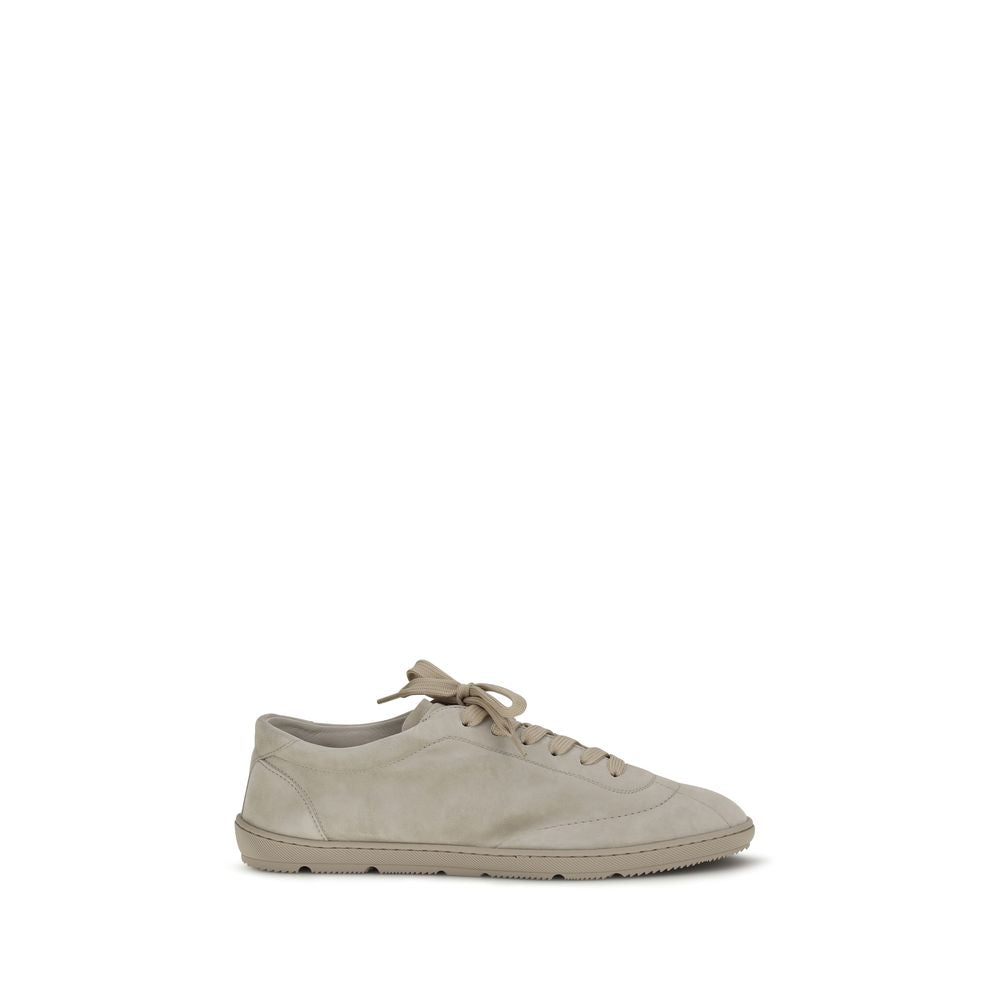 Beige Calf Leather Bos Taurus Low Top Sneakers - ventzia