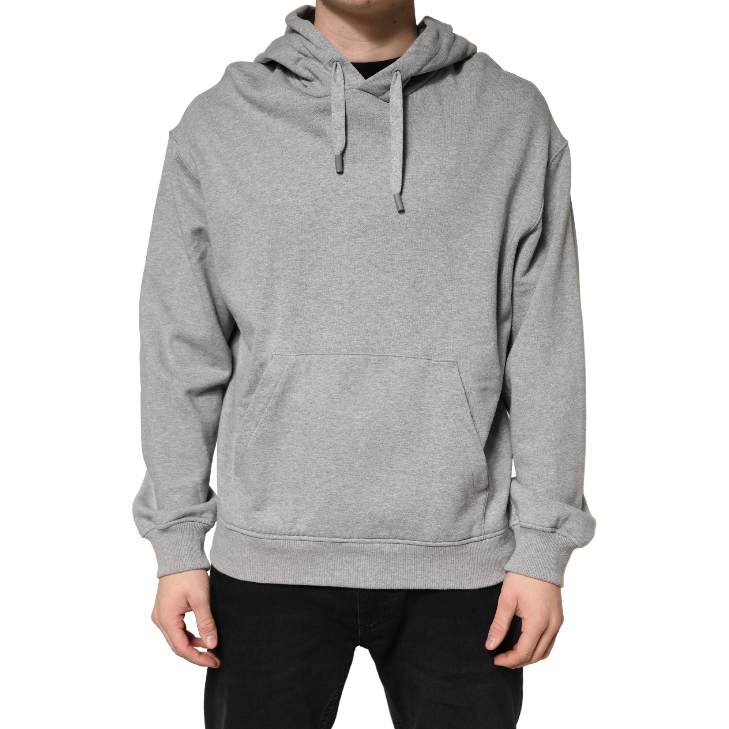 Gray Cotton Hooded Sweatshirt Sweater - ventzia