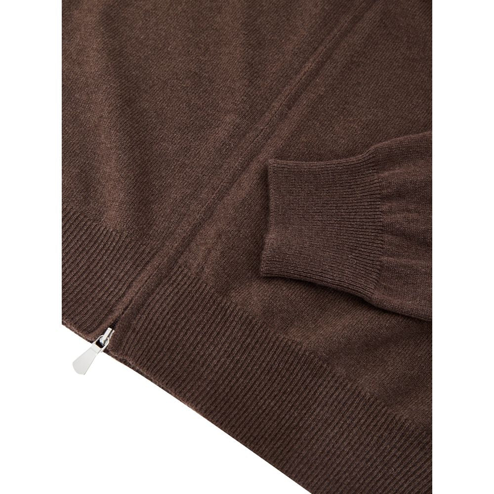 Brown Wool Cardigan - ventzia
