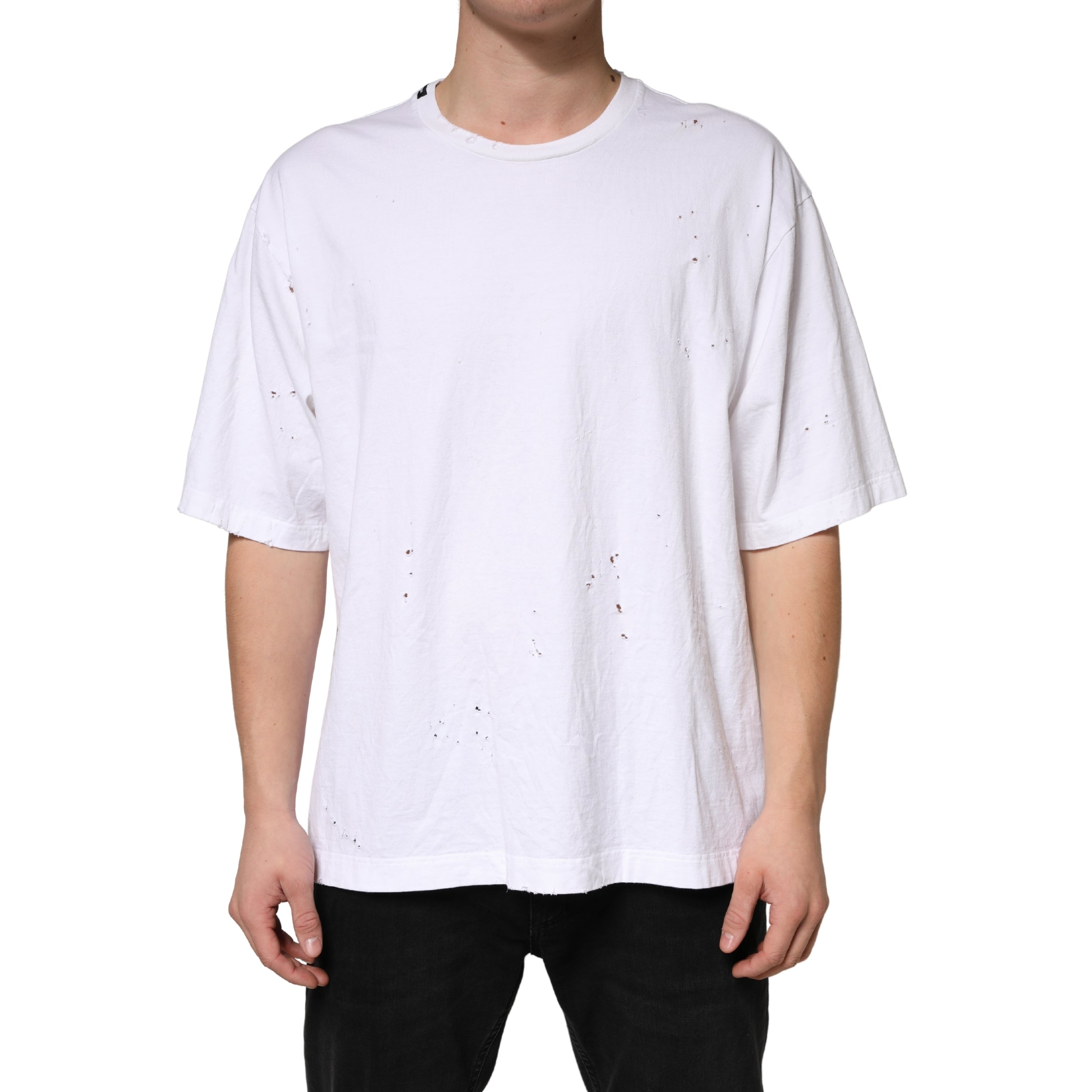 White Cotton Crewneck Short Sleeve T-Shirt - ventzia