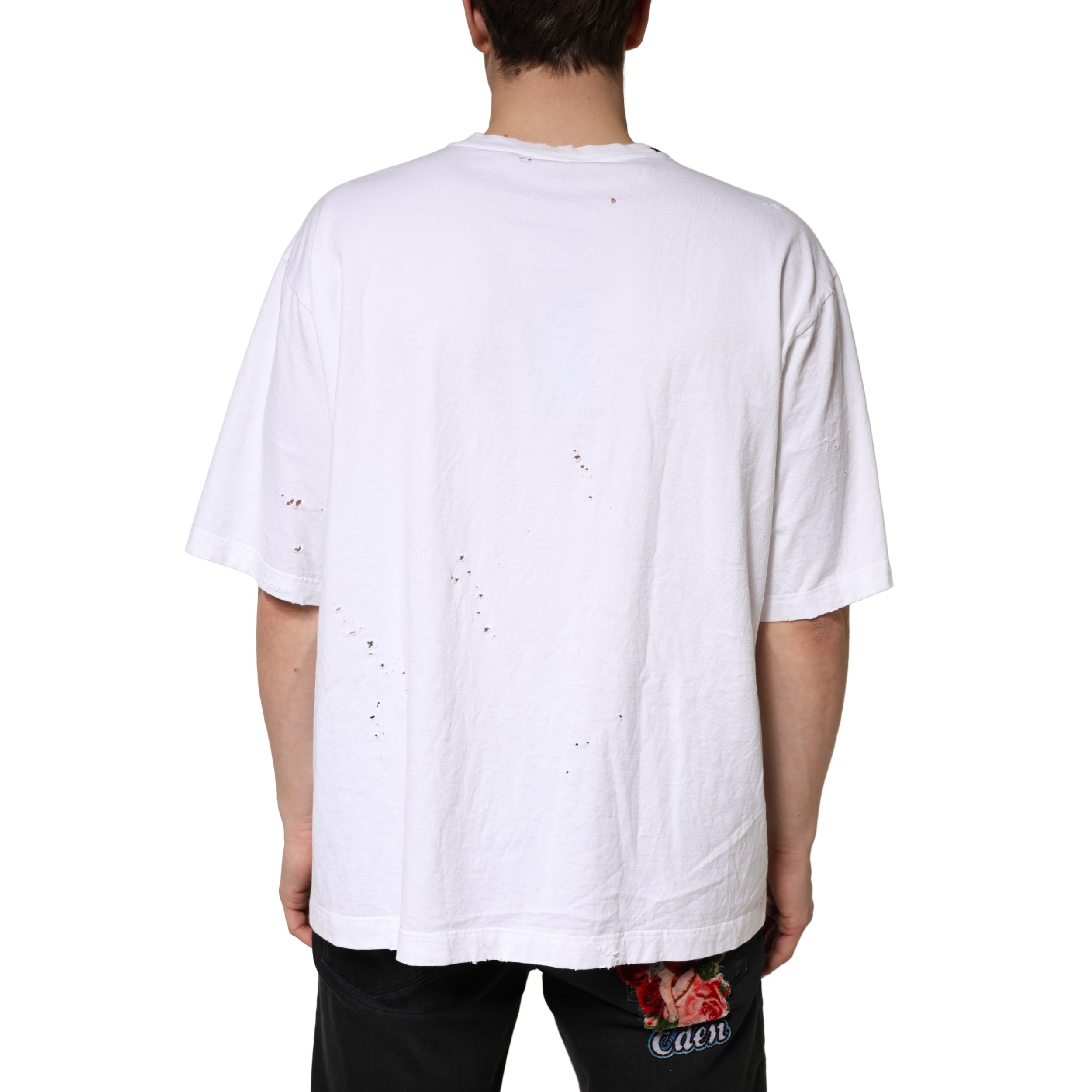 White Cotton Crewneck Short Sleeve T-Shirt - ventzia