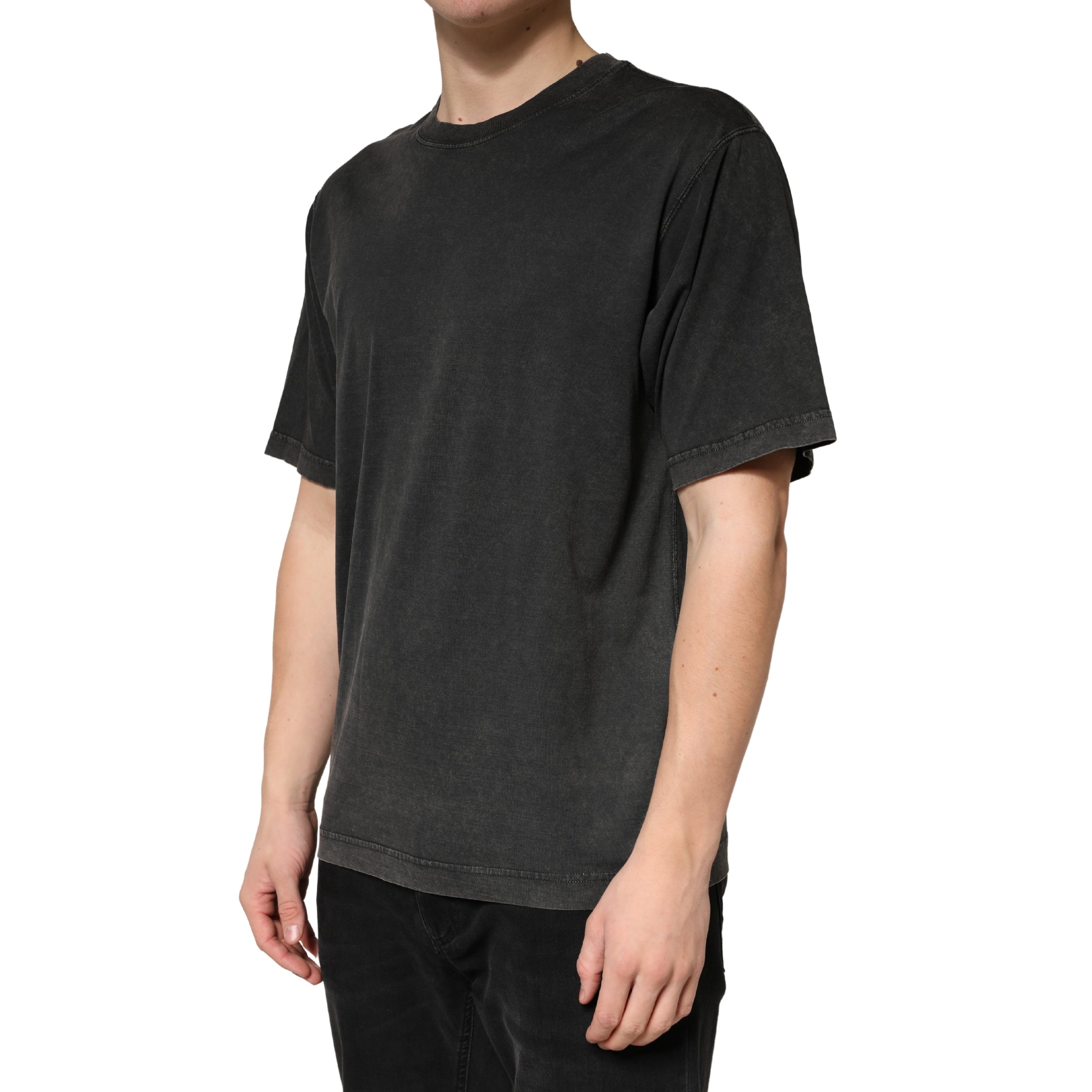 Black Cotton Crewneck Short Sleeve T-Shirt - ventzia