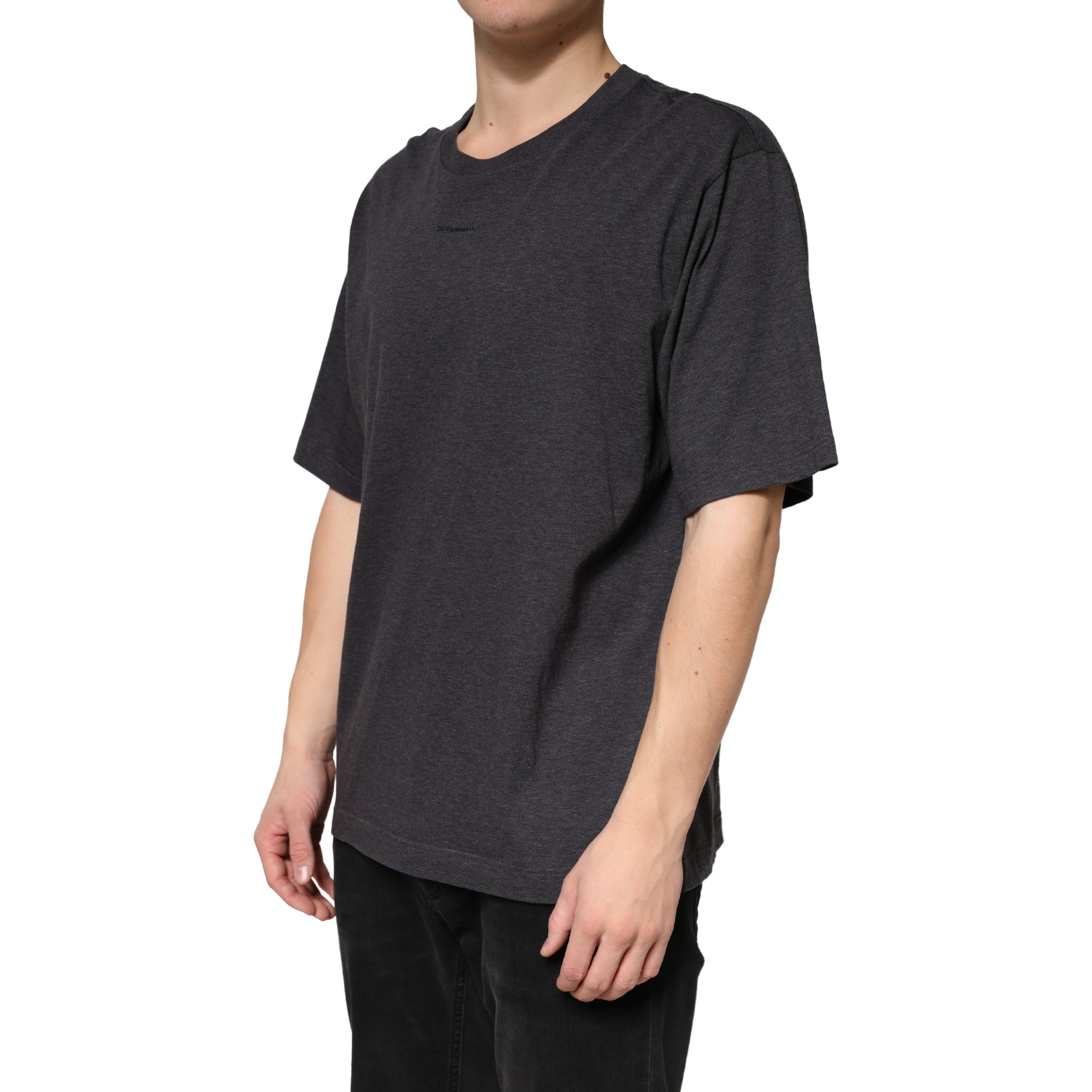 Dark Grey Cotton Crewneck Short Sleeve - ventzia