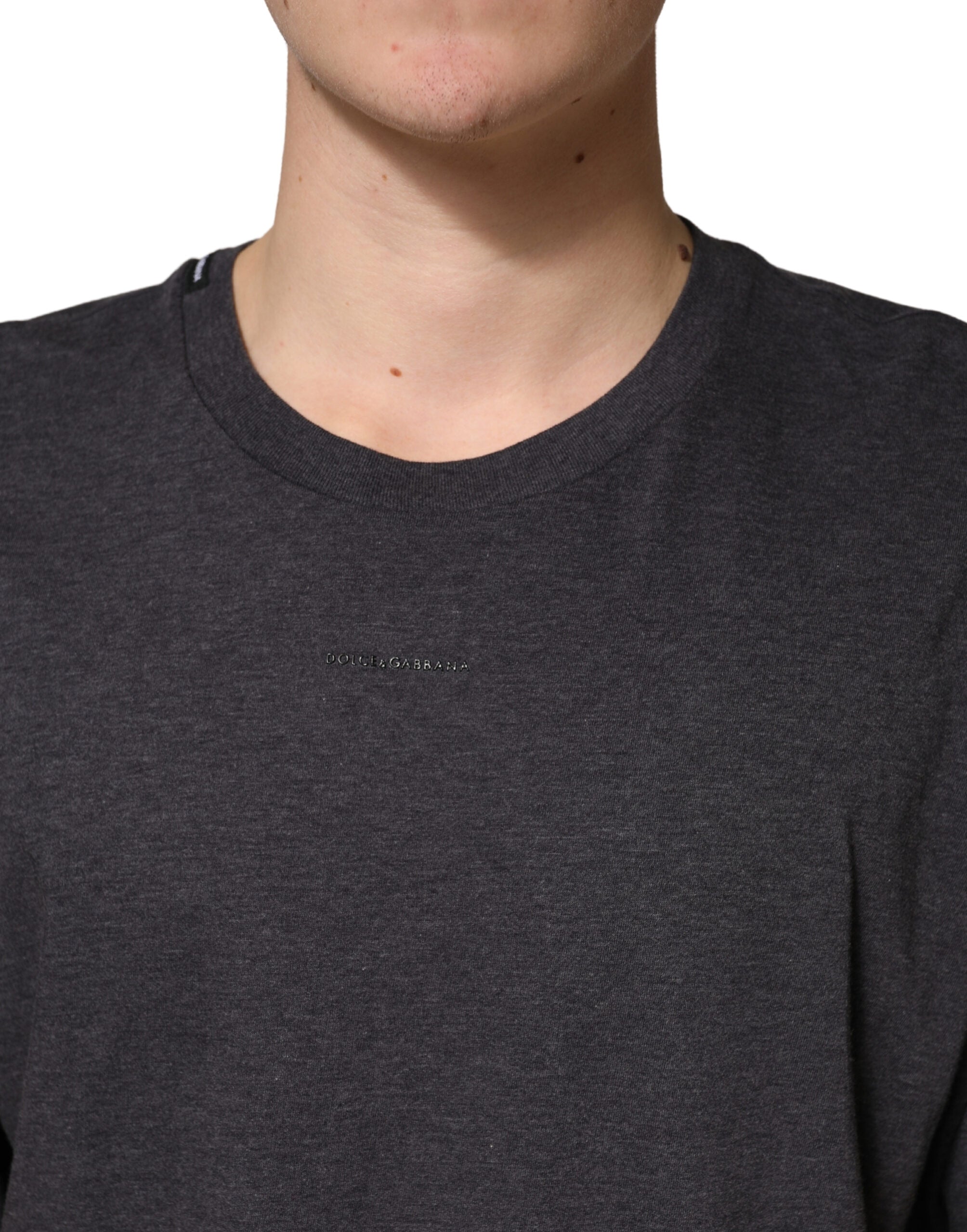 Dark Grey Cotton Crewneck Short Sleeve - ventzia