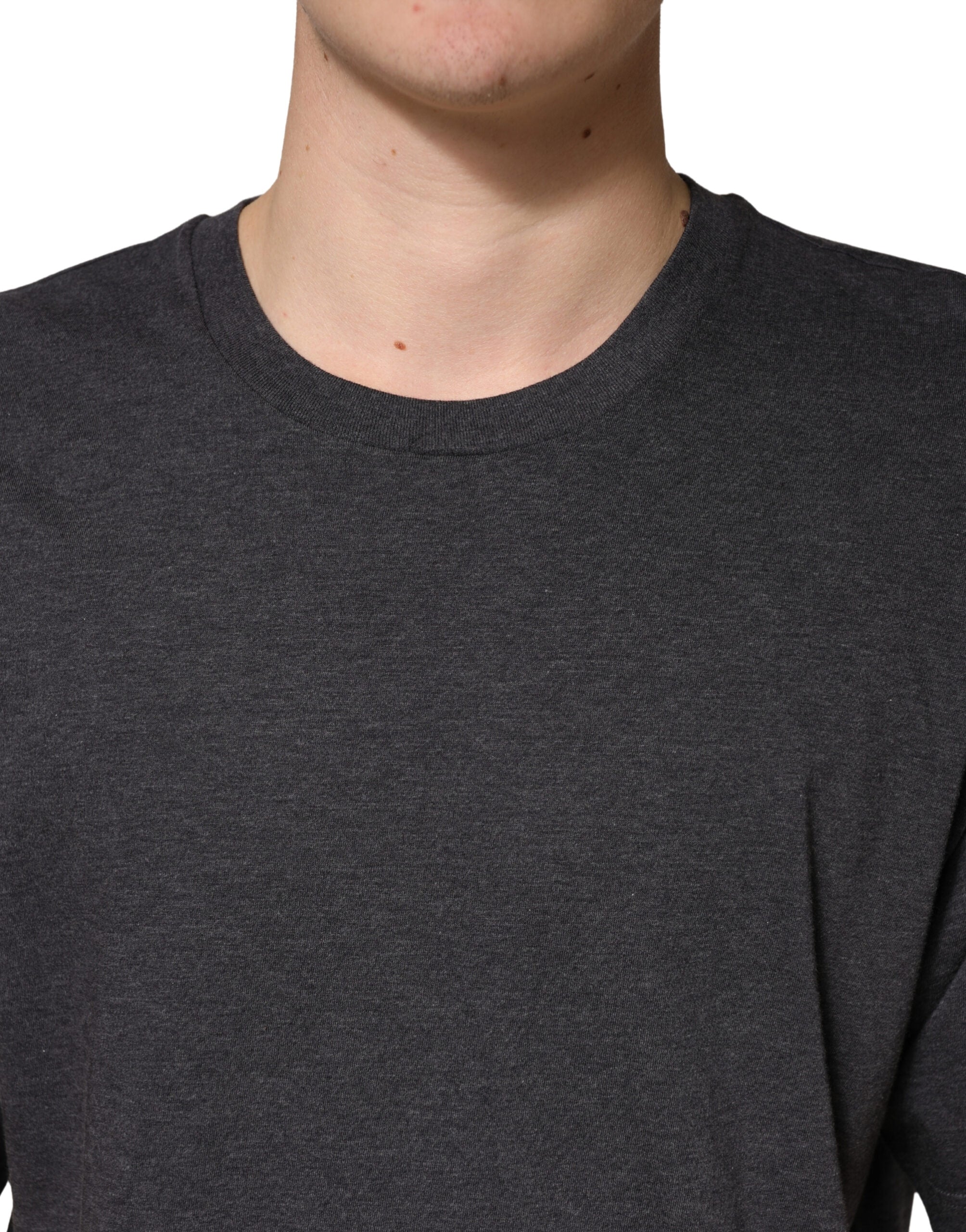 Dark Grey Cotton Crewneck Short Sleeve - ventzia
