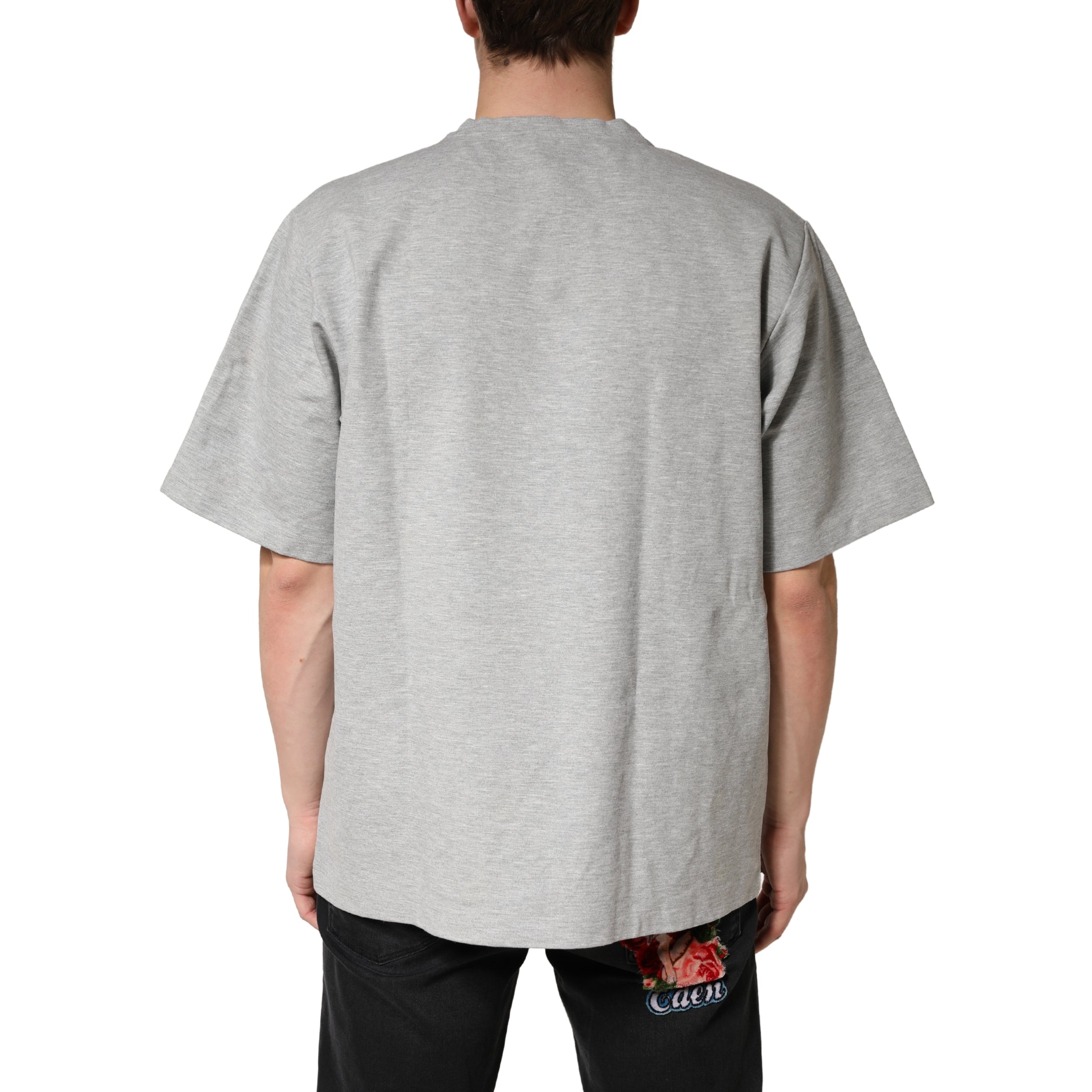 Grey Cotton Crewneck Short Sleeve T-Shirt - ventzia