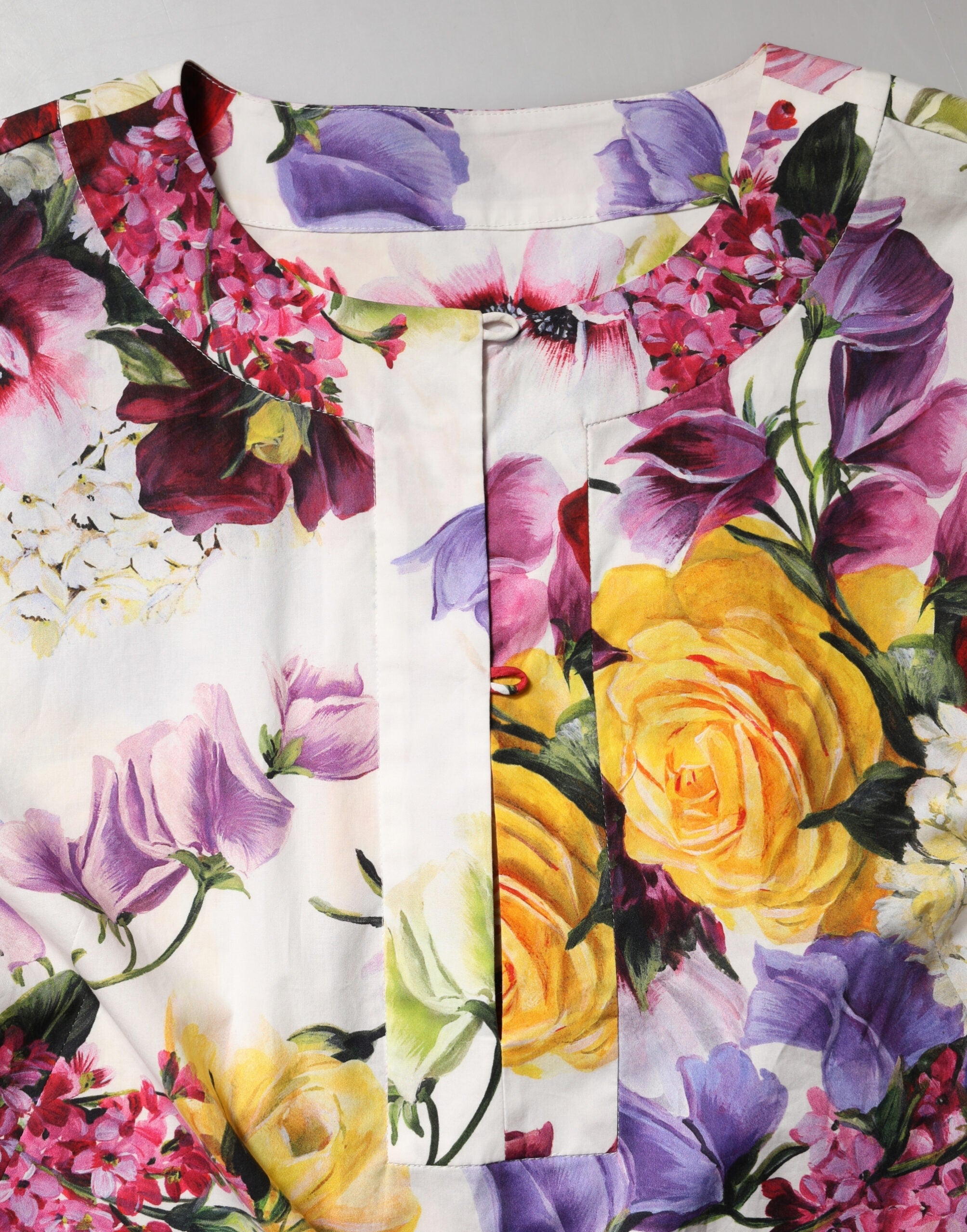 Multicolor Floral Cotton Longsleeves Midi Dress - ventzia