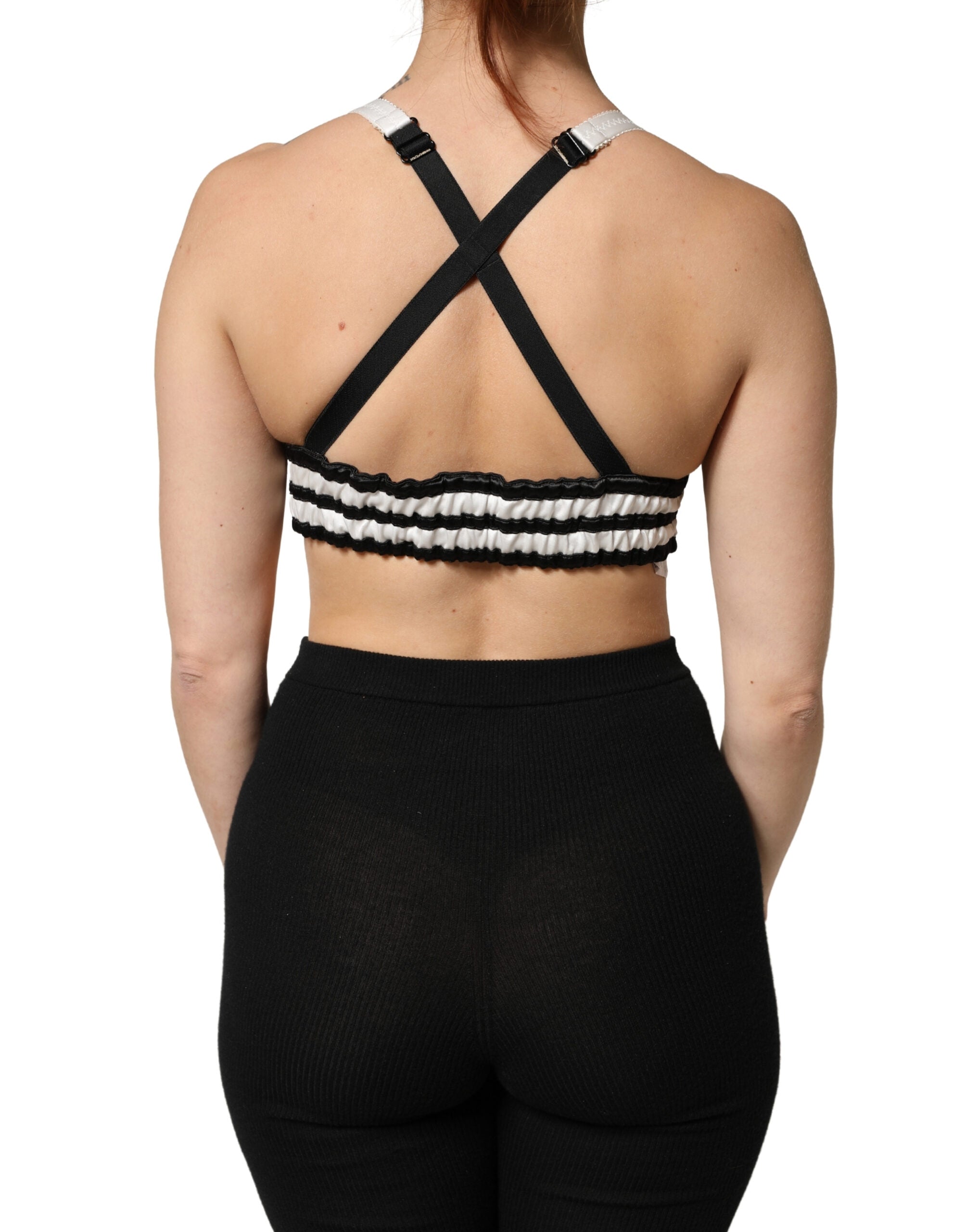 Black Floral Silk Satin Crop Logo Bralette Top - ventzia