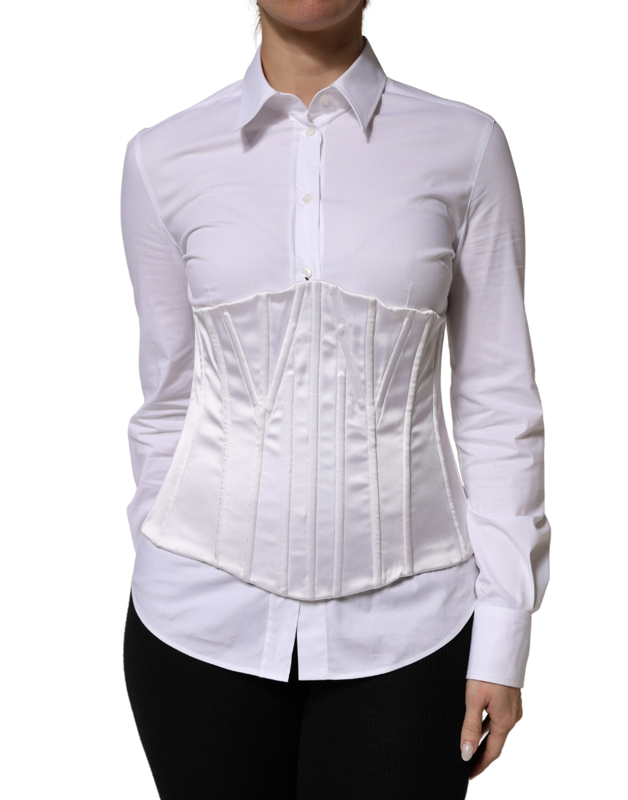 White Polyamide Waist Cincher Bustier Corset Top - ventzia