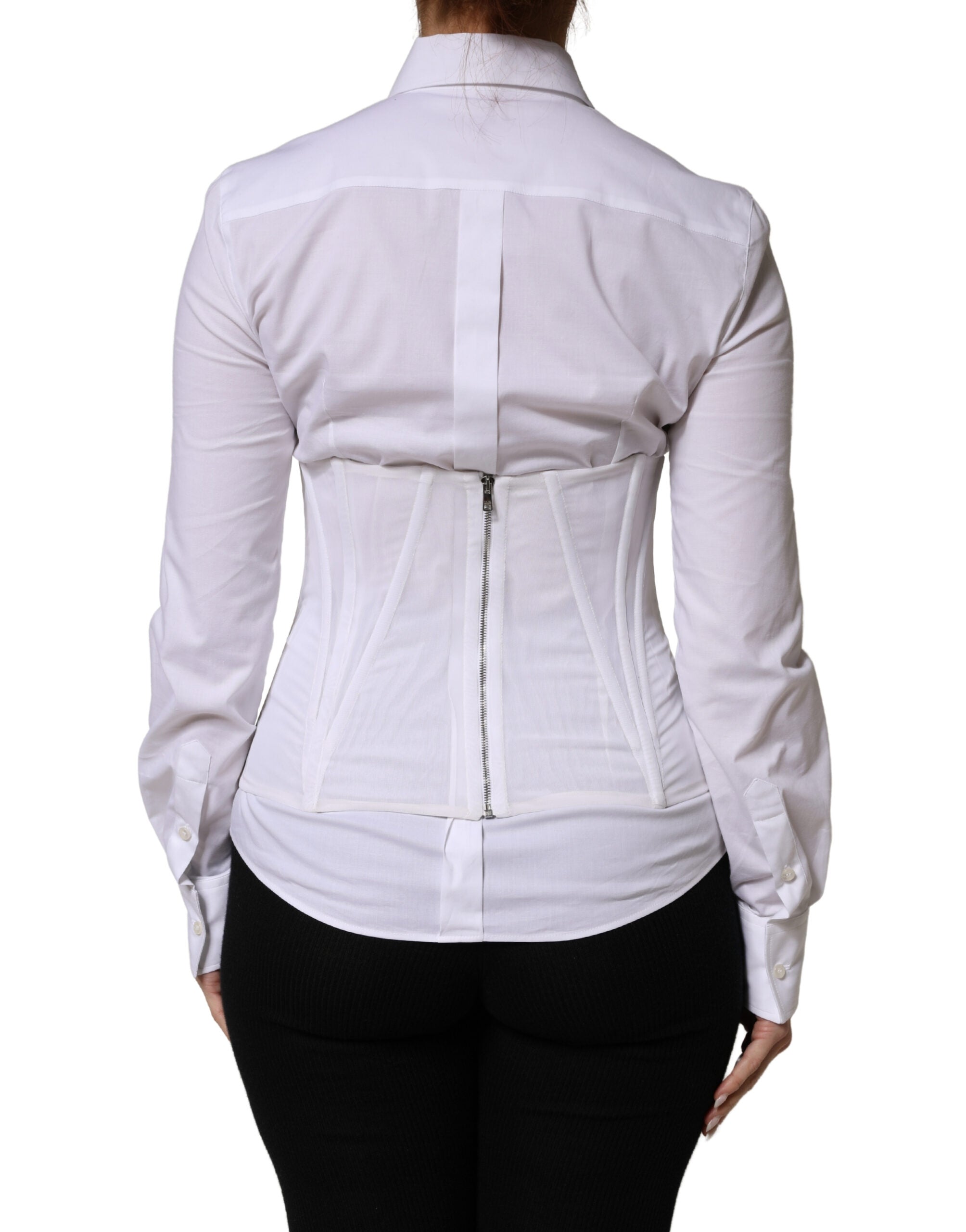 White Polyamide Waist Cincher Bustier Corset Top - ventzia