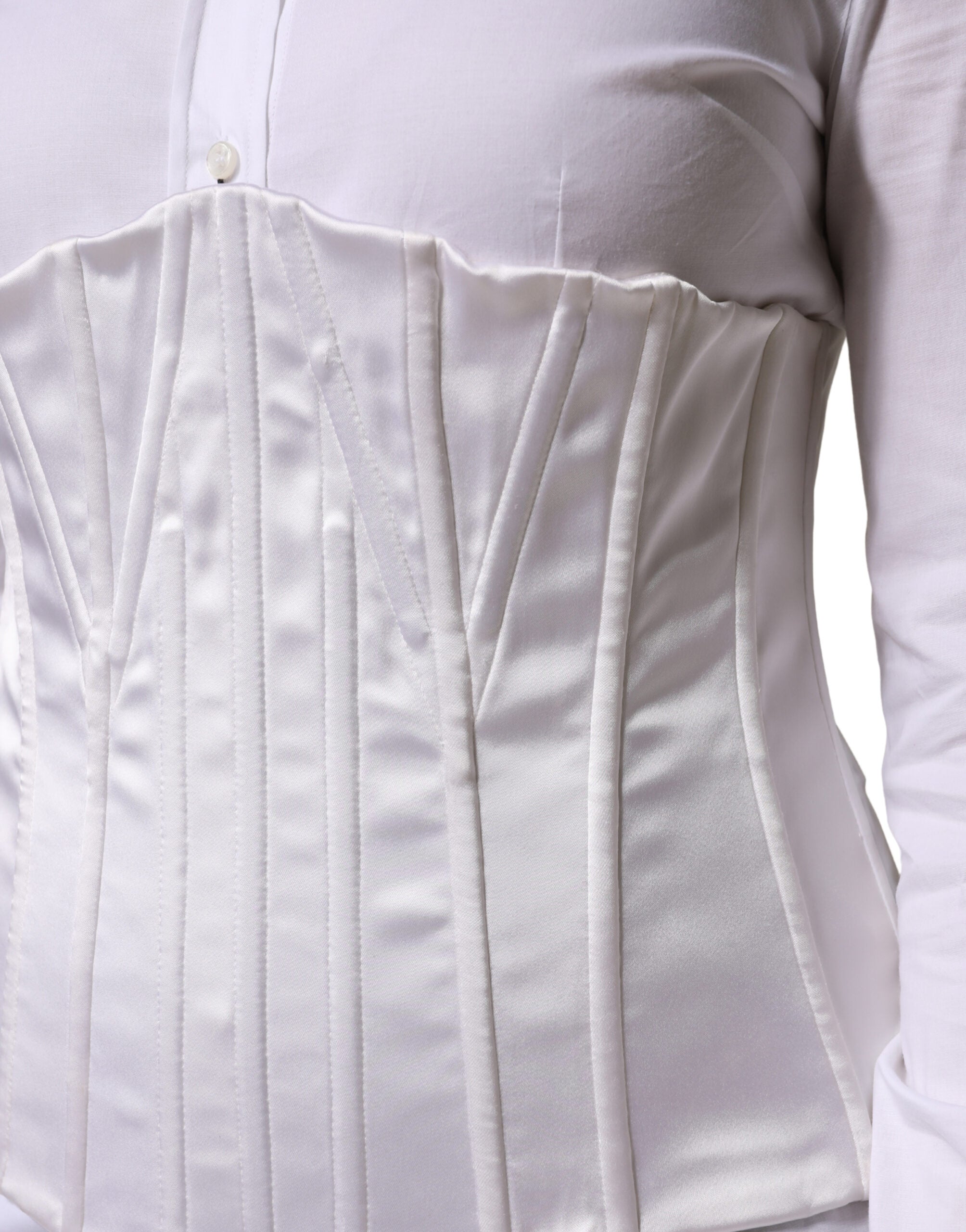 White Polyamide Waist Cincher Bustier Corset Top - ventzia