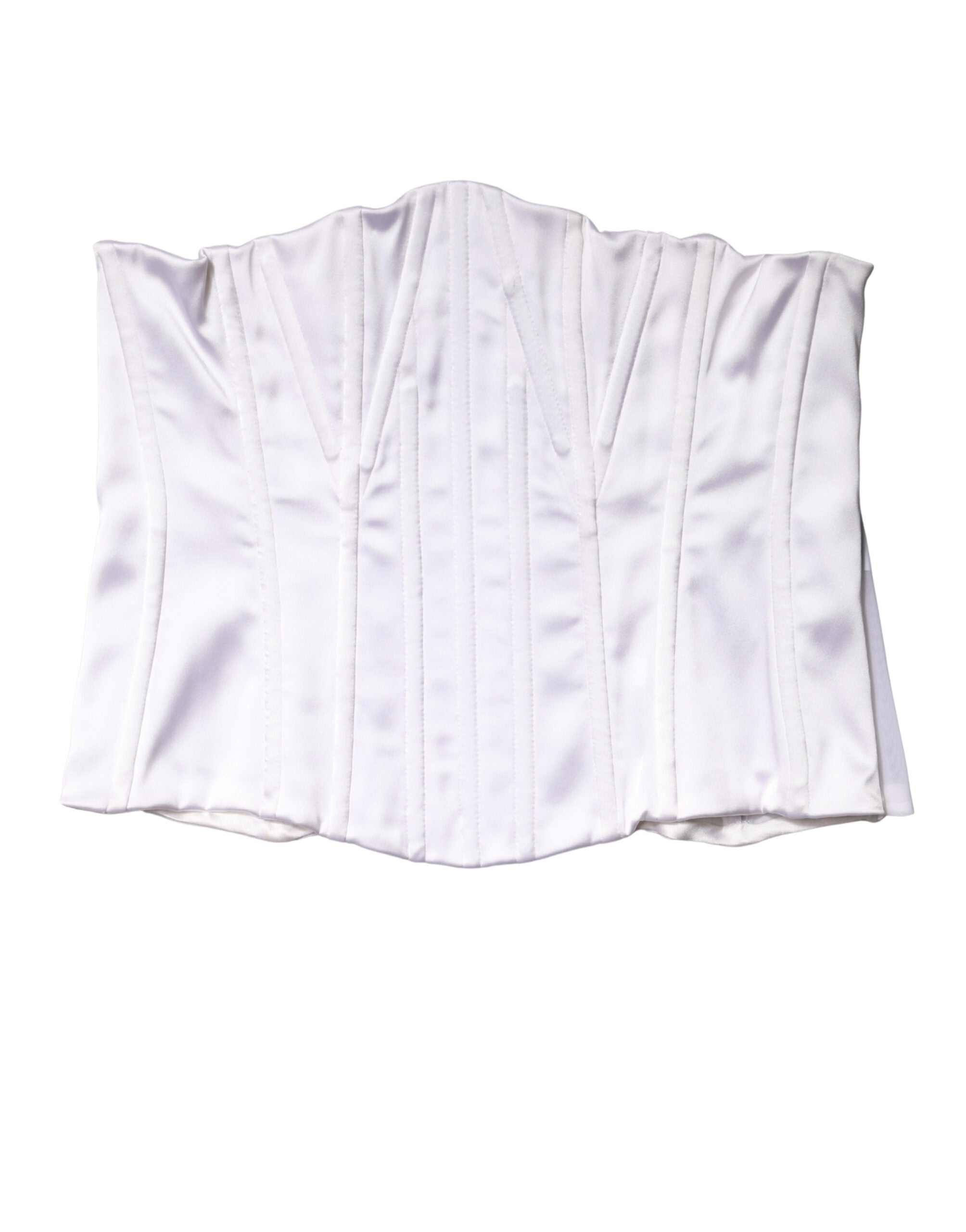 White Polyamide Waist Cincher Bustier Corset Top - ventzia