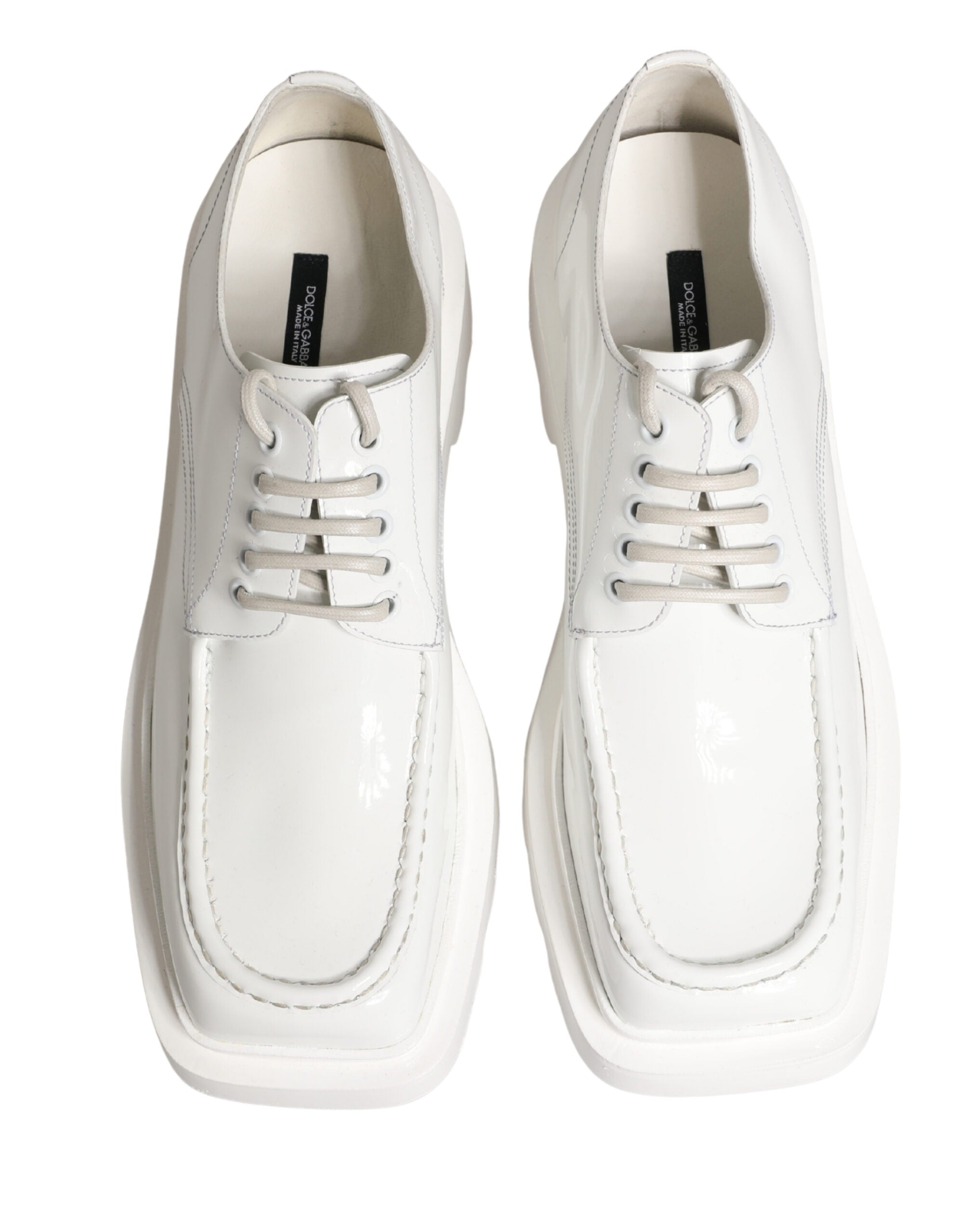 White Leather Chunky Sole Derby Shoes - ventzia