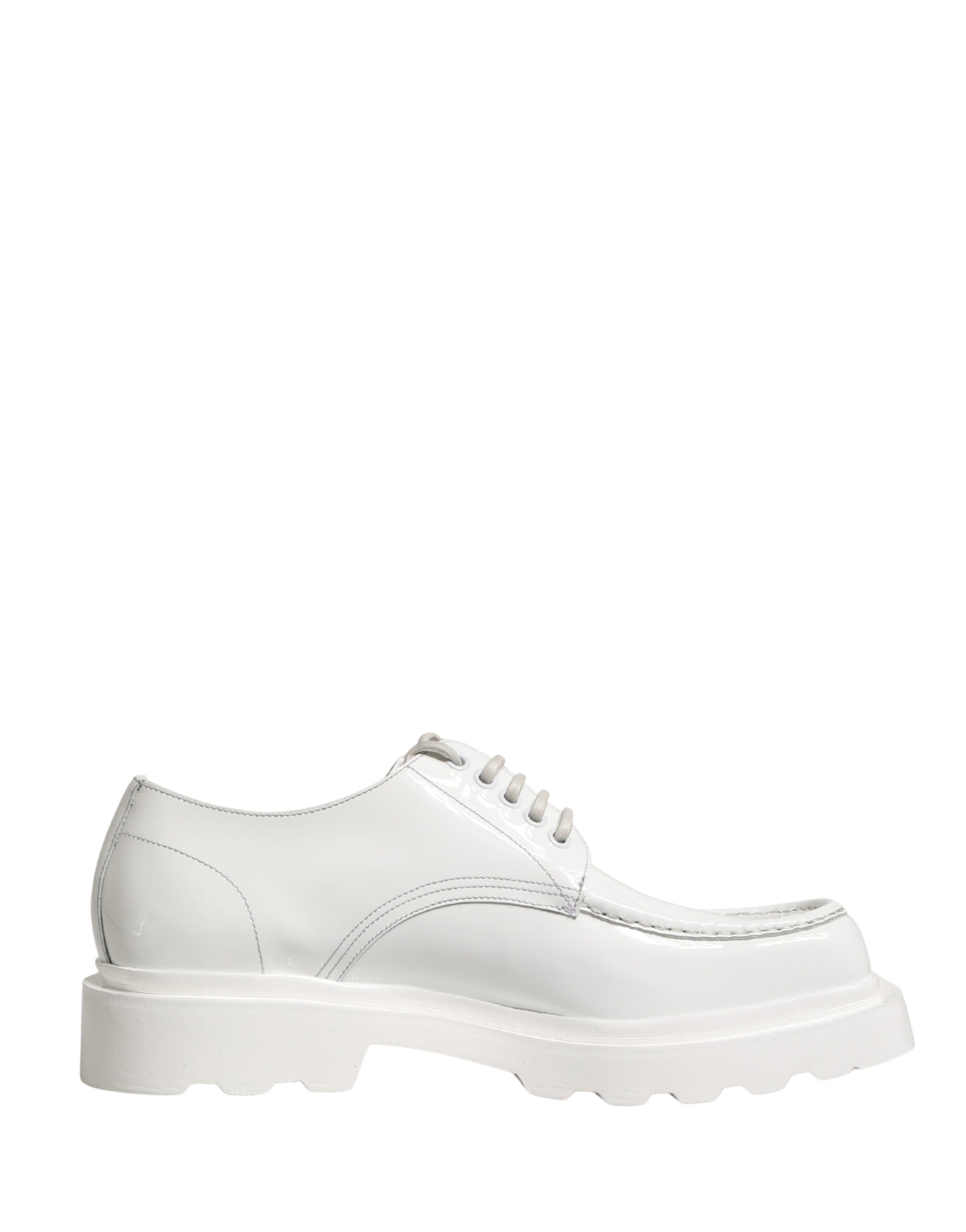 White Leather Chunky Sole Derby Shoes - ventzia