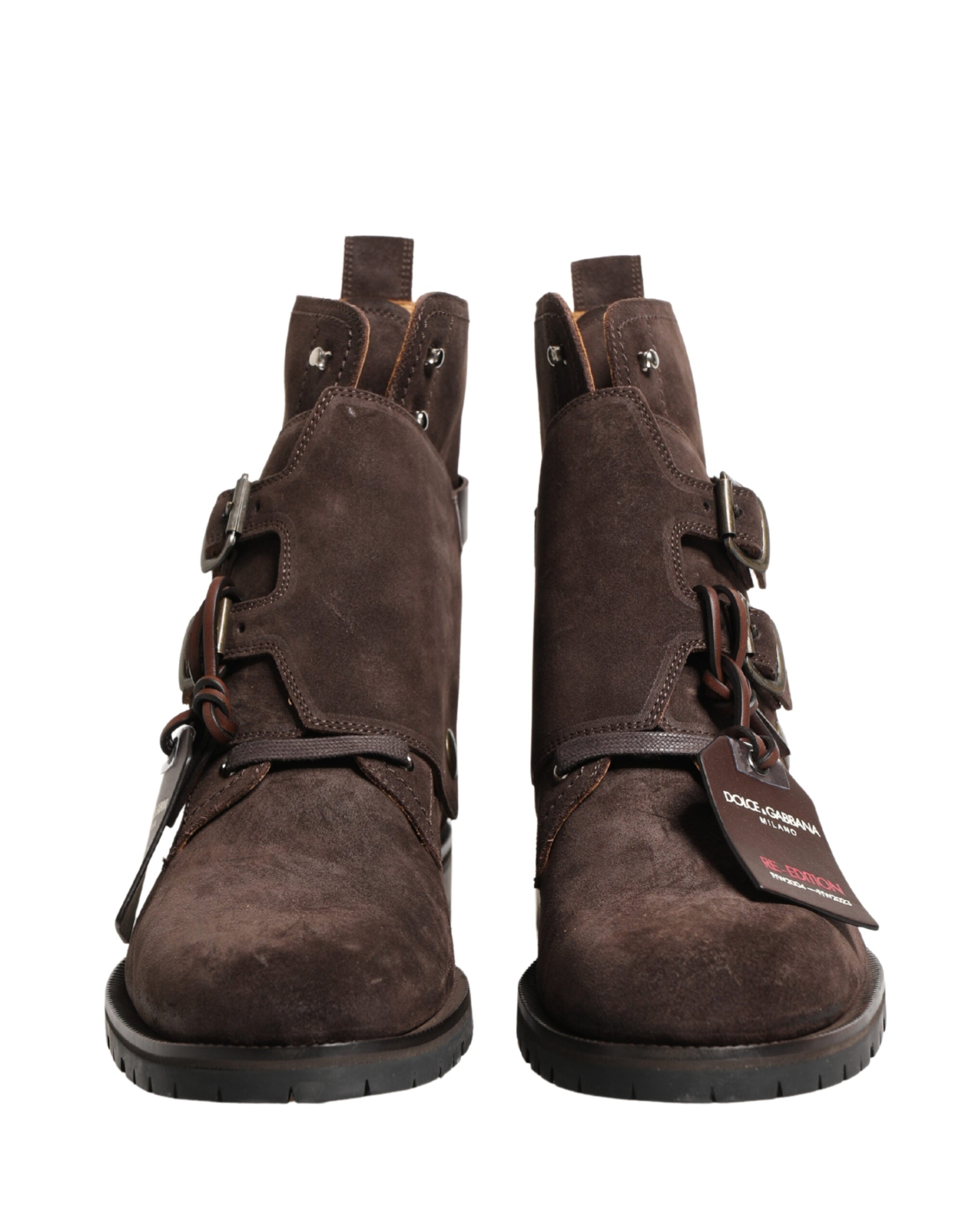 Brown Suede Leather Buckle Ankle Boots Shoes - ventzia