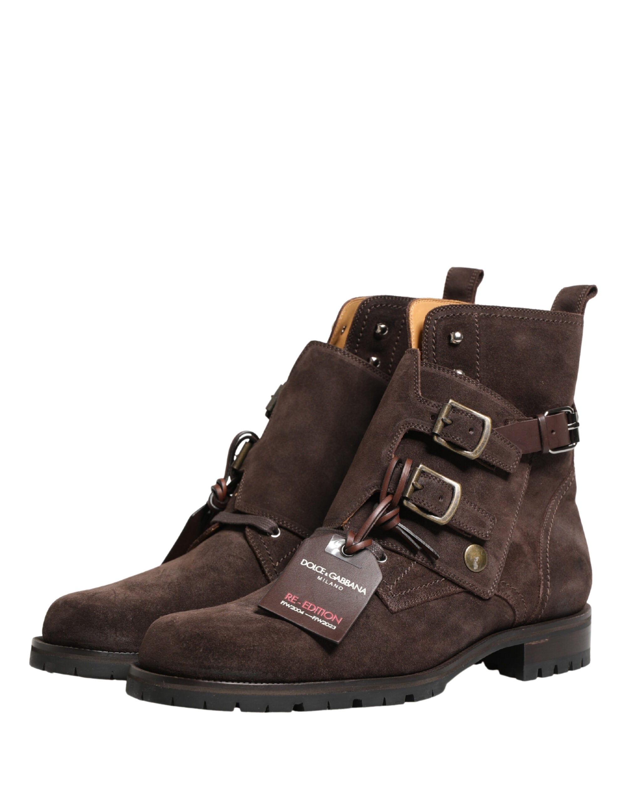 Brown Suede Leather Buckle Ankle Boots Shoes - ventzia