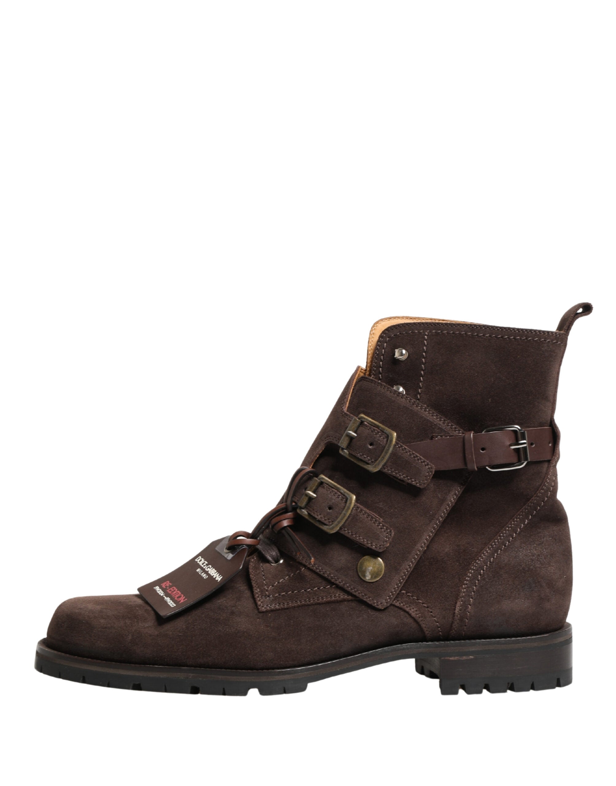 Brown Suede Leather Buckle Ankle Boots Shoes - ventzia
