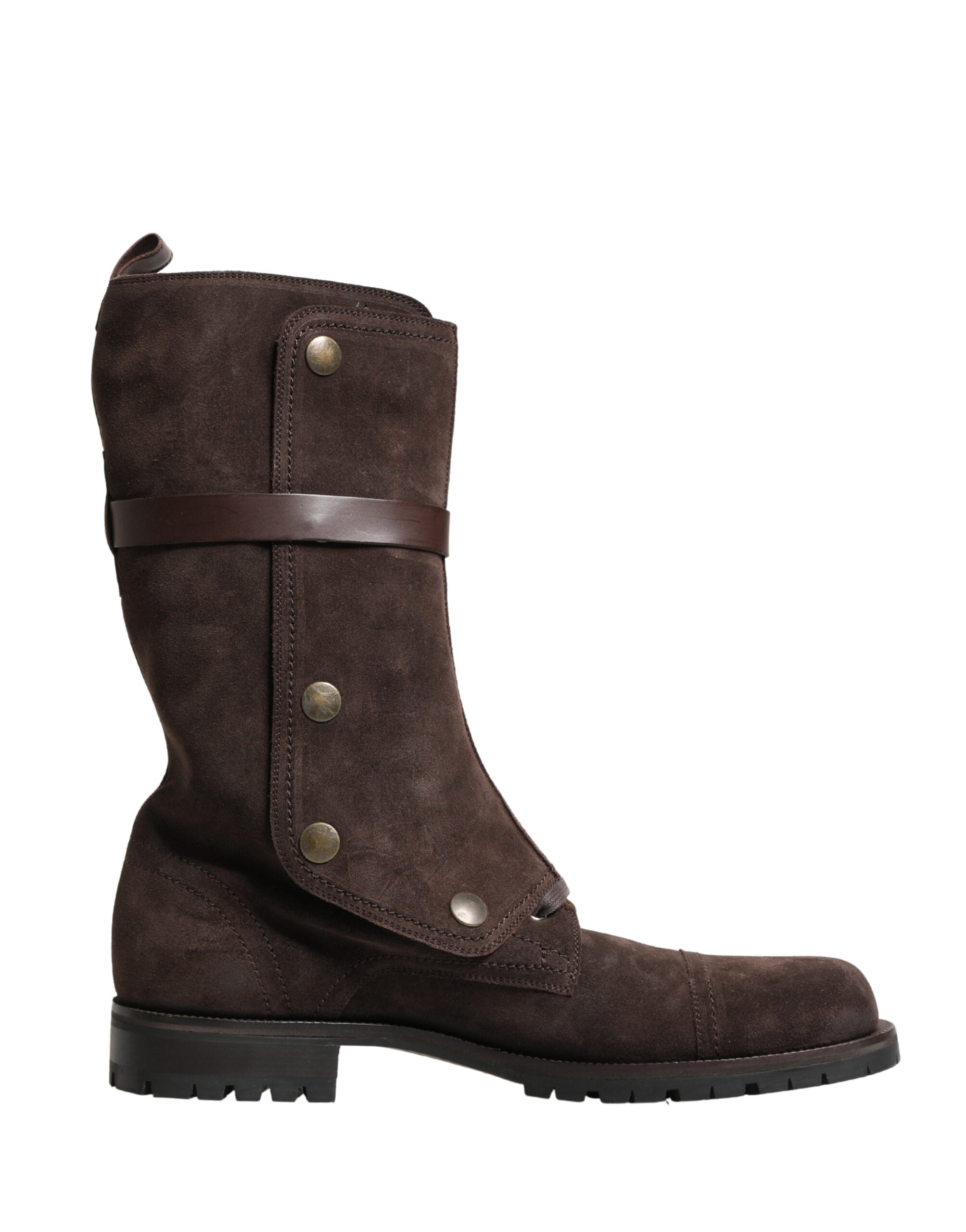 Brown Suede Leather Combat Ankle Boots Shoes - ventzia