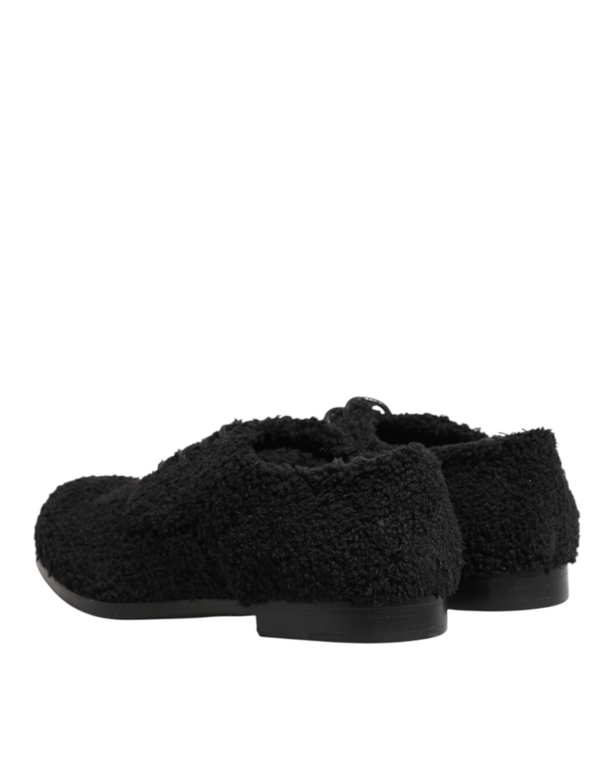 Men Black Riccio Shearling Dress Derby Shoes - ventzia